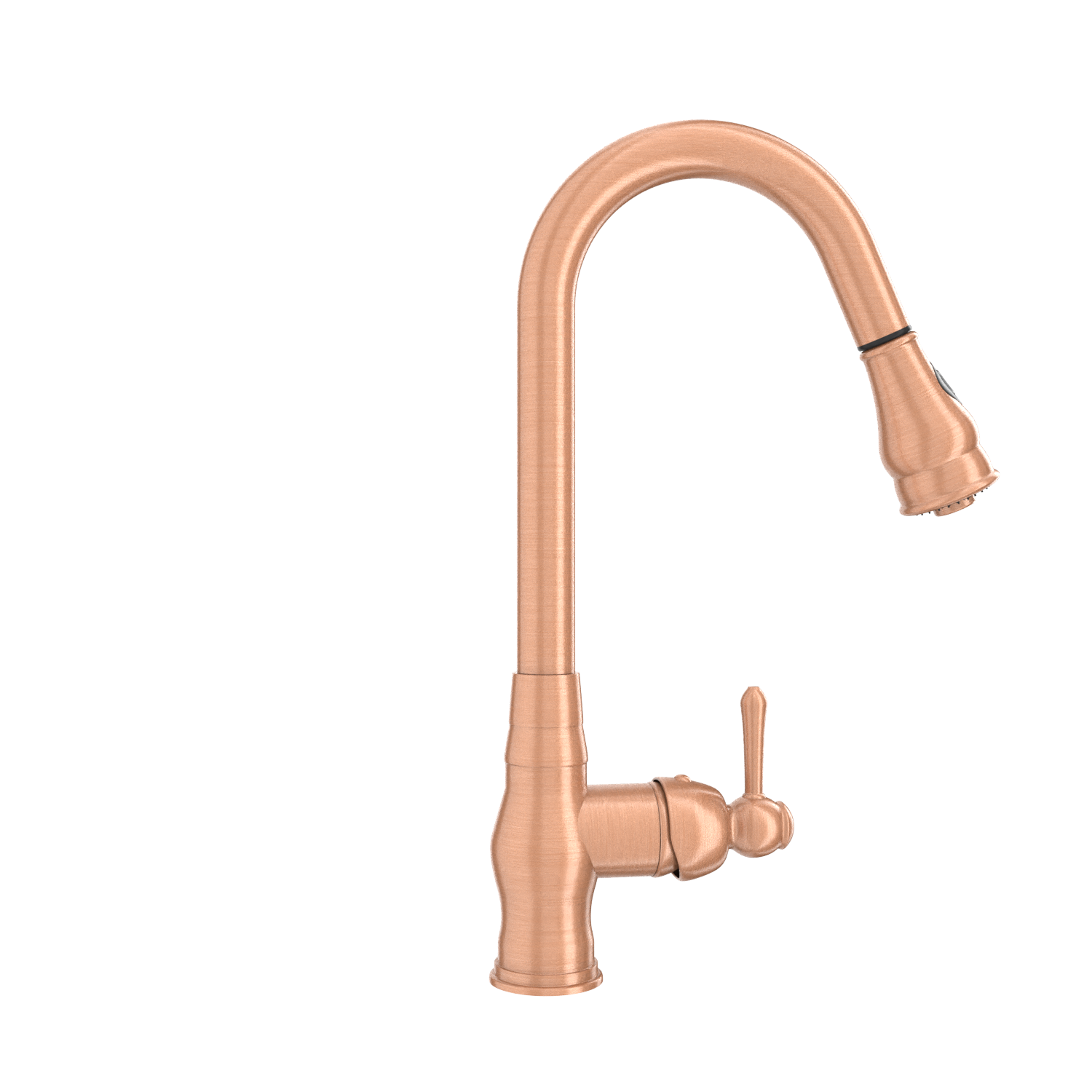 Copper Kitchen Faucet with Soap Dispenser, Single Handle Solid Brass High Arc Pull Down Sprayer Head Kitchen Sink Faucets with Deck Plate