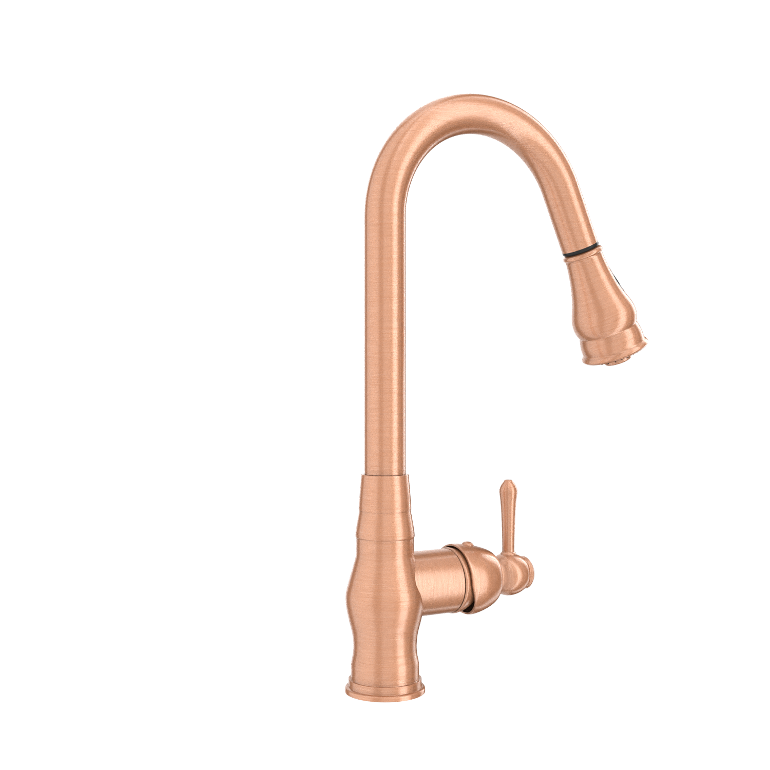 Copper Kitchen Faucet with Soap Dispenser, Single Handle Solid Brass High Arc Pull Down Sprayer Head Kitchen Sink Faucets with Deck Plate