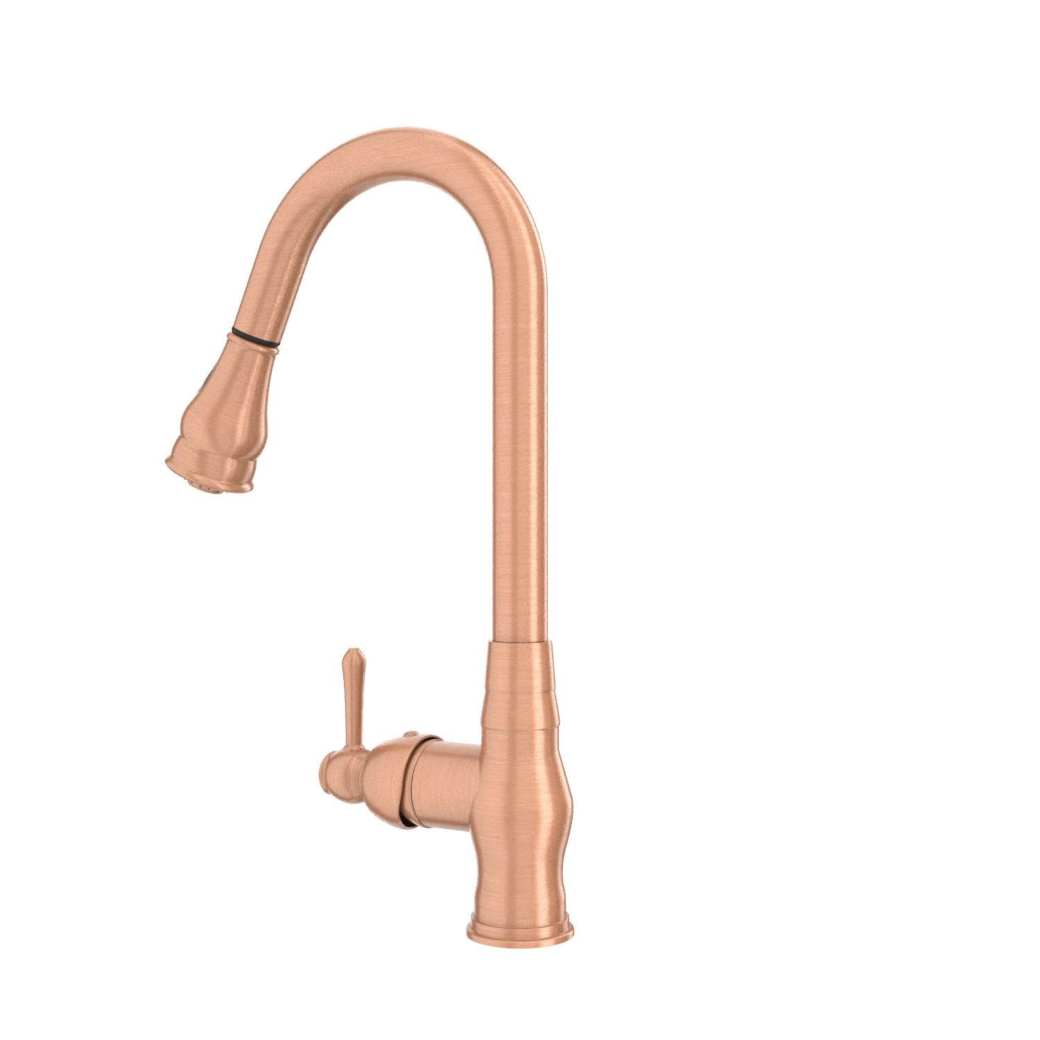 Copper Kitchen Faucet with Soap Dispenser, Single Handle Solid Brass High Arc Pull Down Sprayer Head Kitchen Sink Faucets with Deck Plate