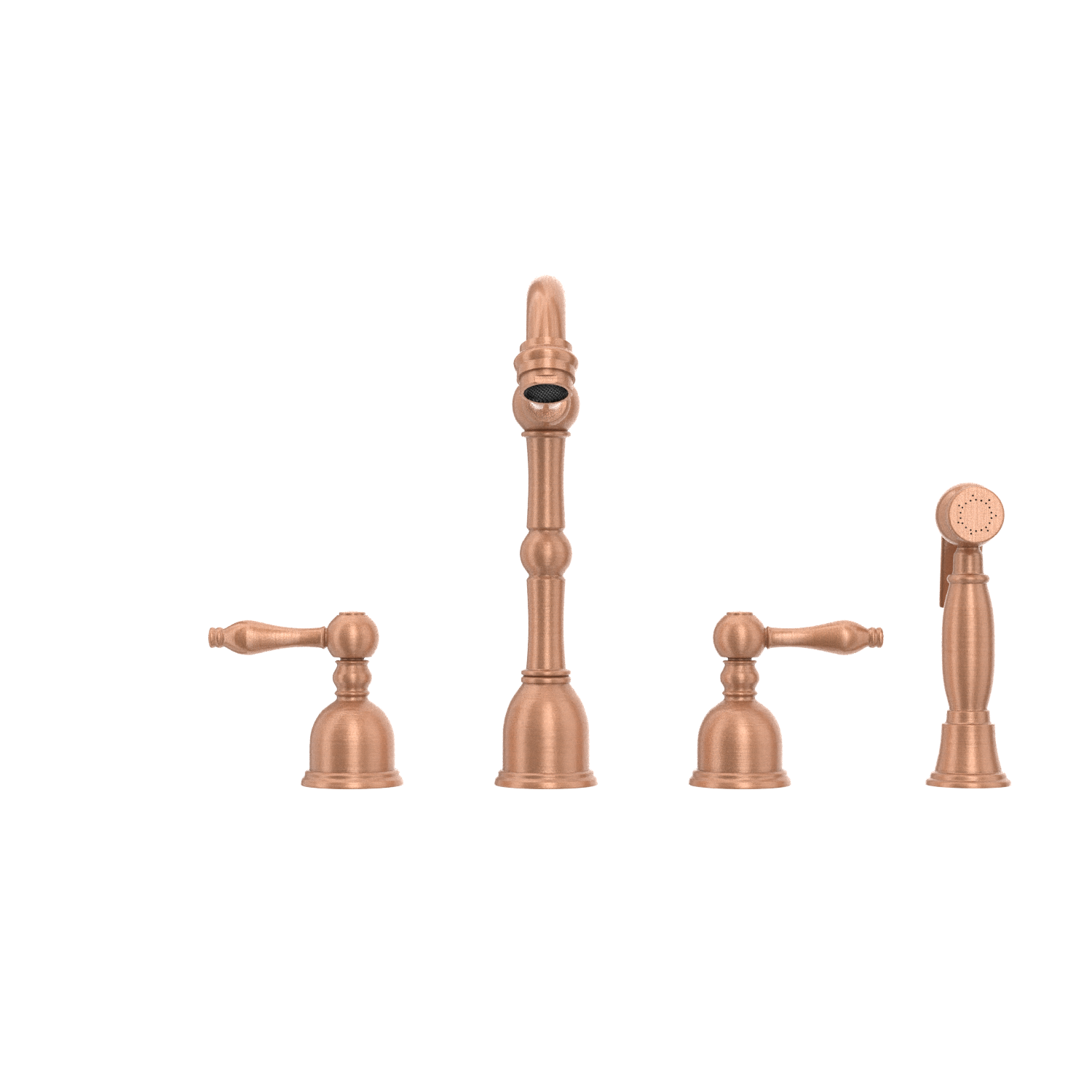 Two-Handles Copper Widespread Kitchen Faucet with Side Sprayer - AK96818C