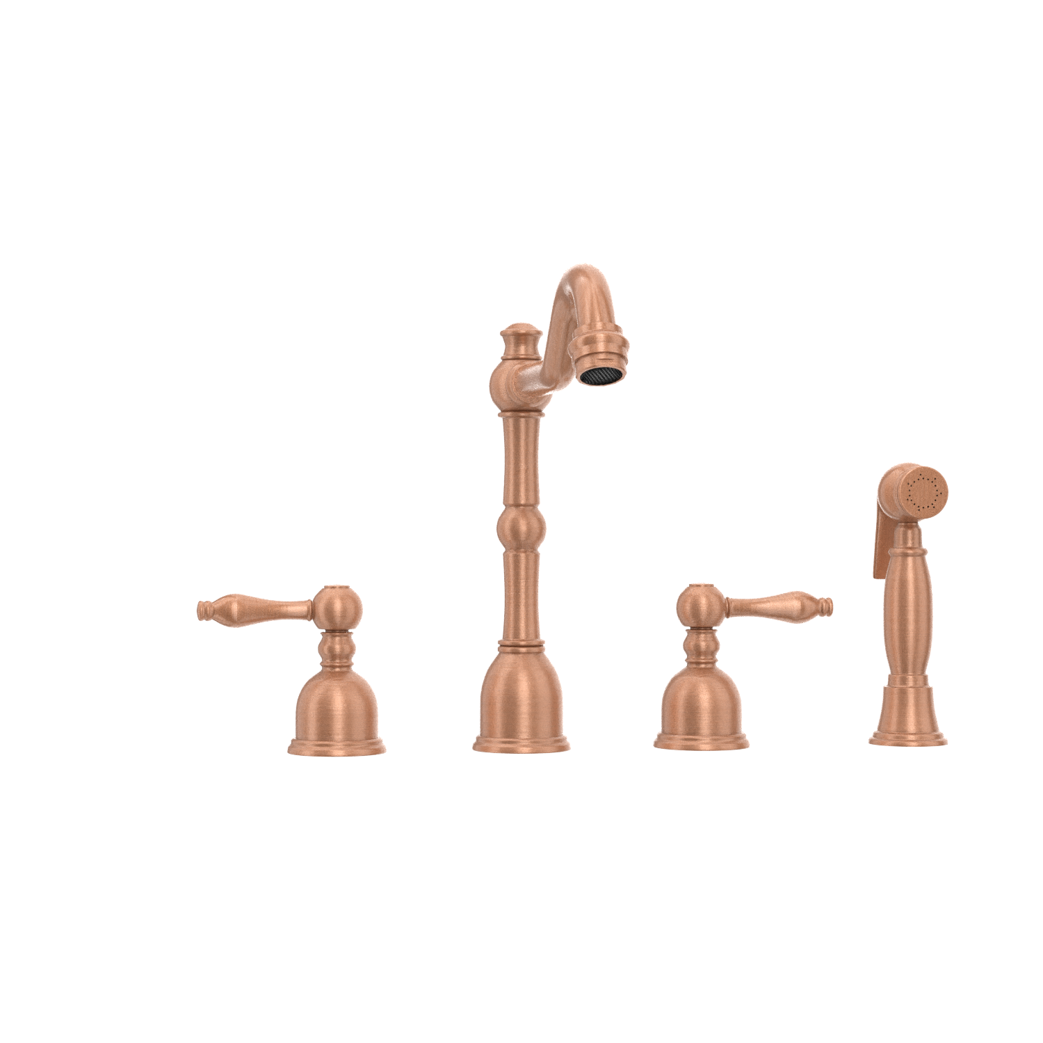 Two-Handles Copper Widespread Kitchen Faucet with Side Sprayer - AK96818C
