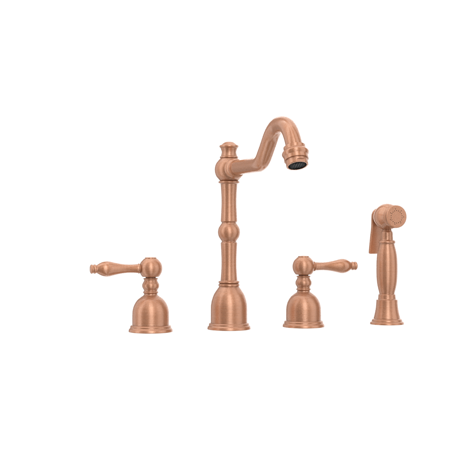 Two-Handles Copper Widespread Kitchen Faucet with Side Sprayer - AK96818C