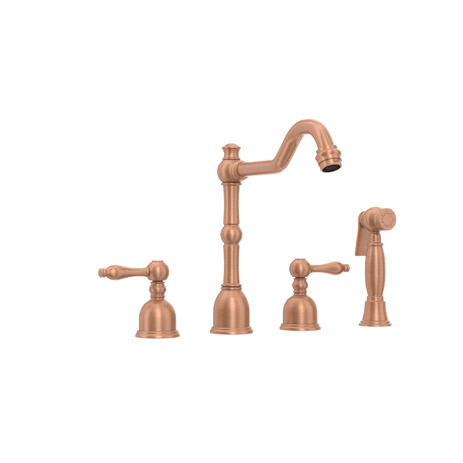 Two-Handles Copper Widespread Kitchen Faucet with Side Sprayer - AK96818C