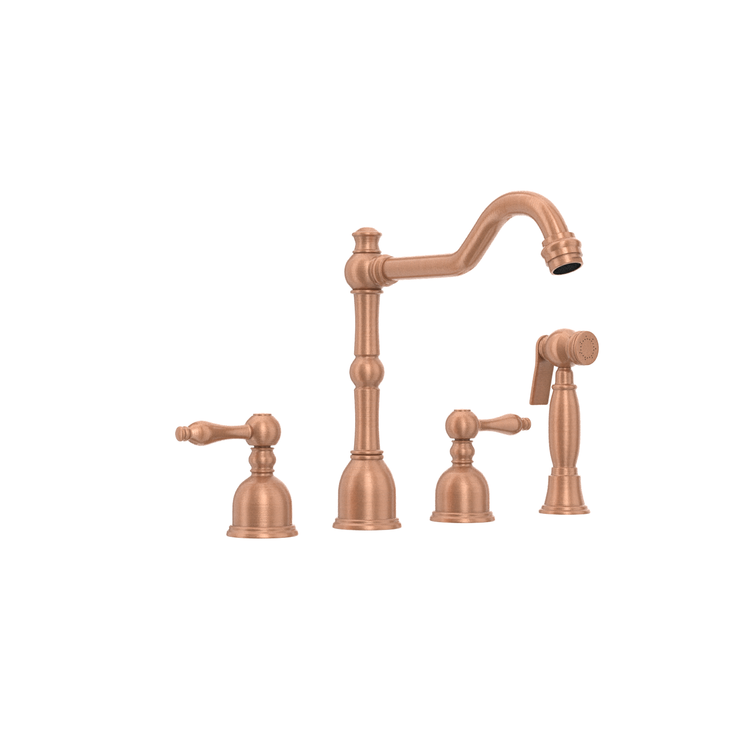 Two-Handles Copper Widespread Kitchen Faucet with Side Sprayer - AK96818C