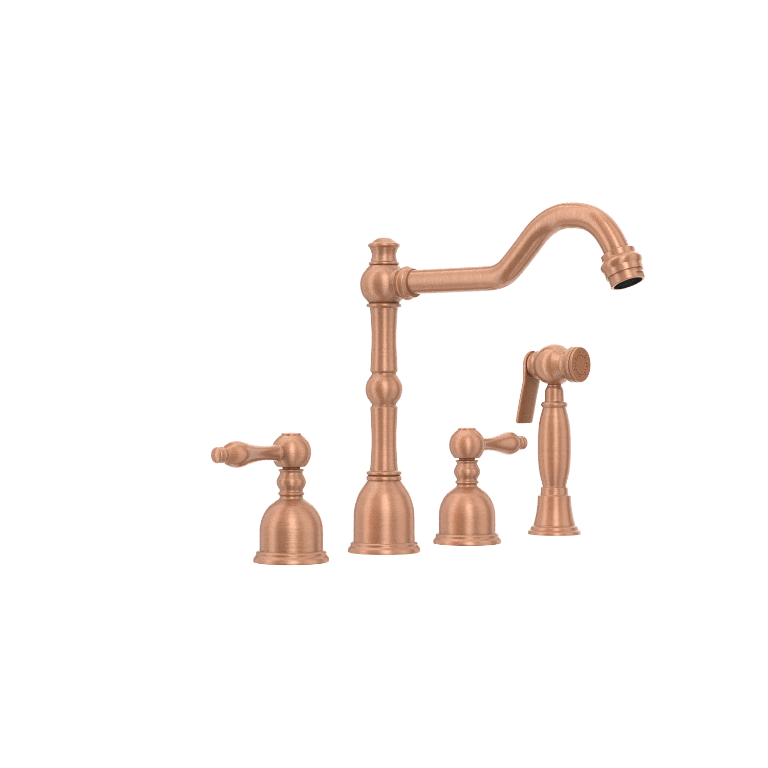 Two-Handles Copper Widespread Kitchen Faucet with Side Sprayer - AK96818C