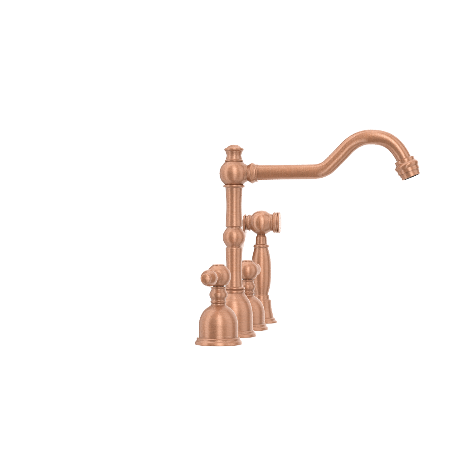 Two-Handles Copper Widespread Kitchen Faucet with Side Sprayer - AK96818C