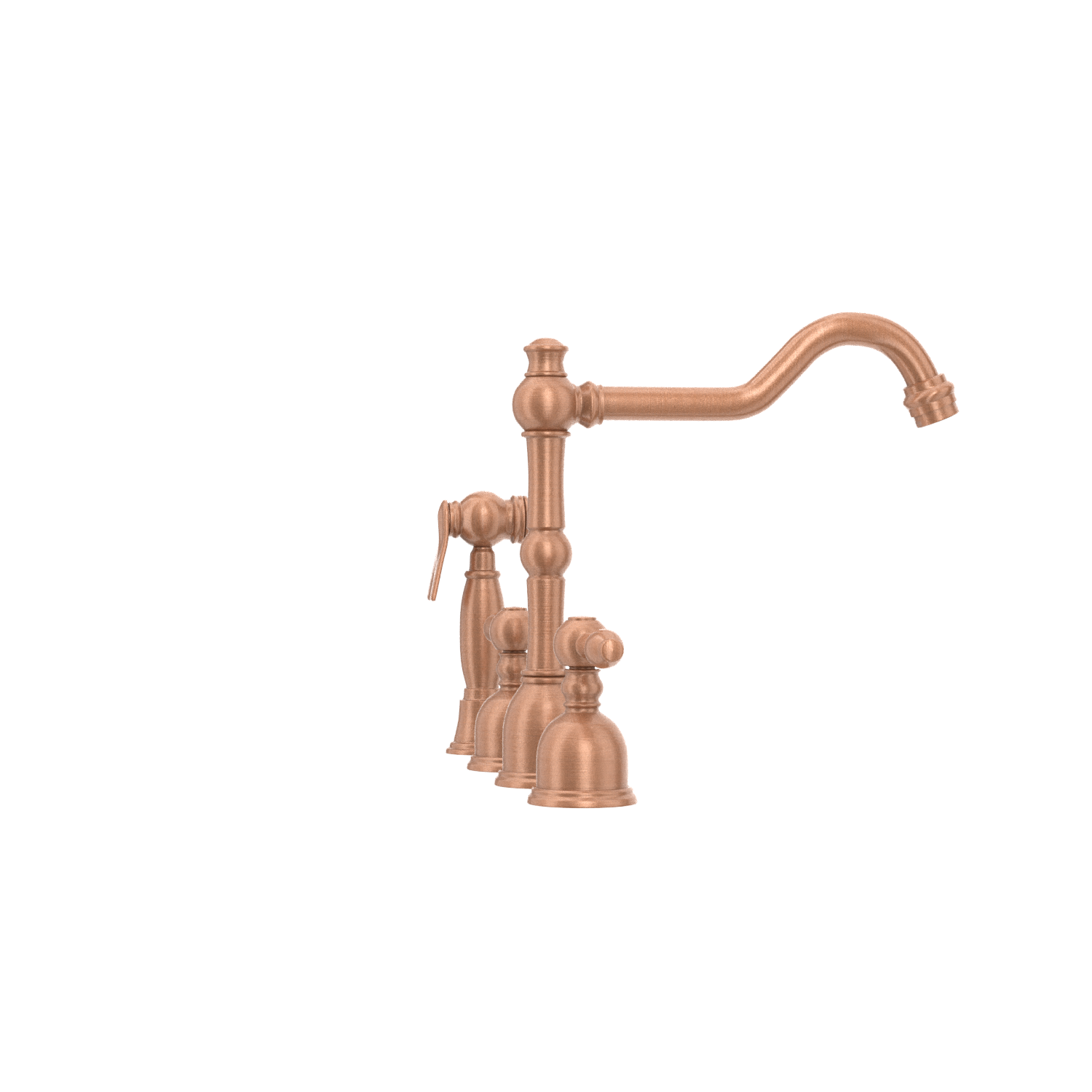Two-Handles Copper Widespread Kitchen Faucet with Side Sprayer - AK96818C