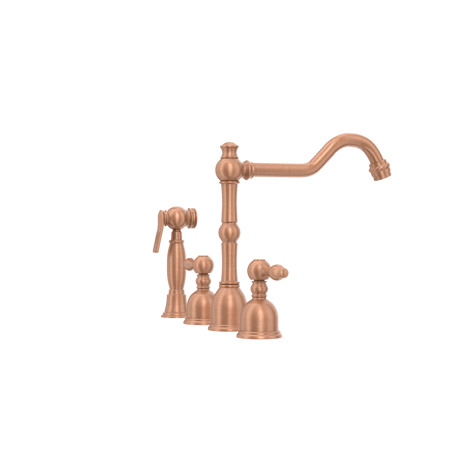 Two-Handles Copper Widespread Kitchen Faucet with Side Sprayer - AK96818C