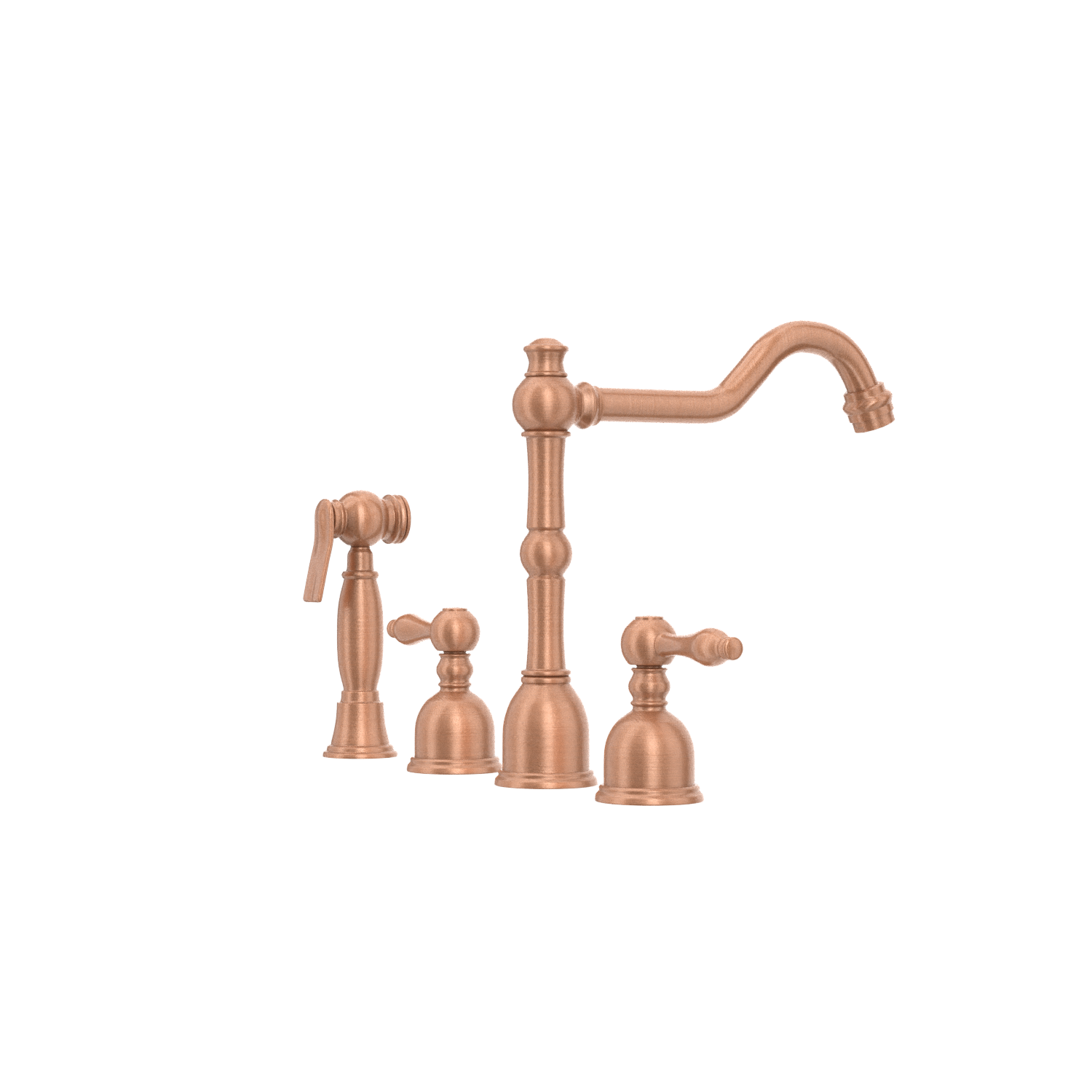 Two-Handles Copper Widespread Kitchen Faucet with Side Sprayer - AK96818C