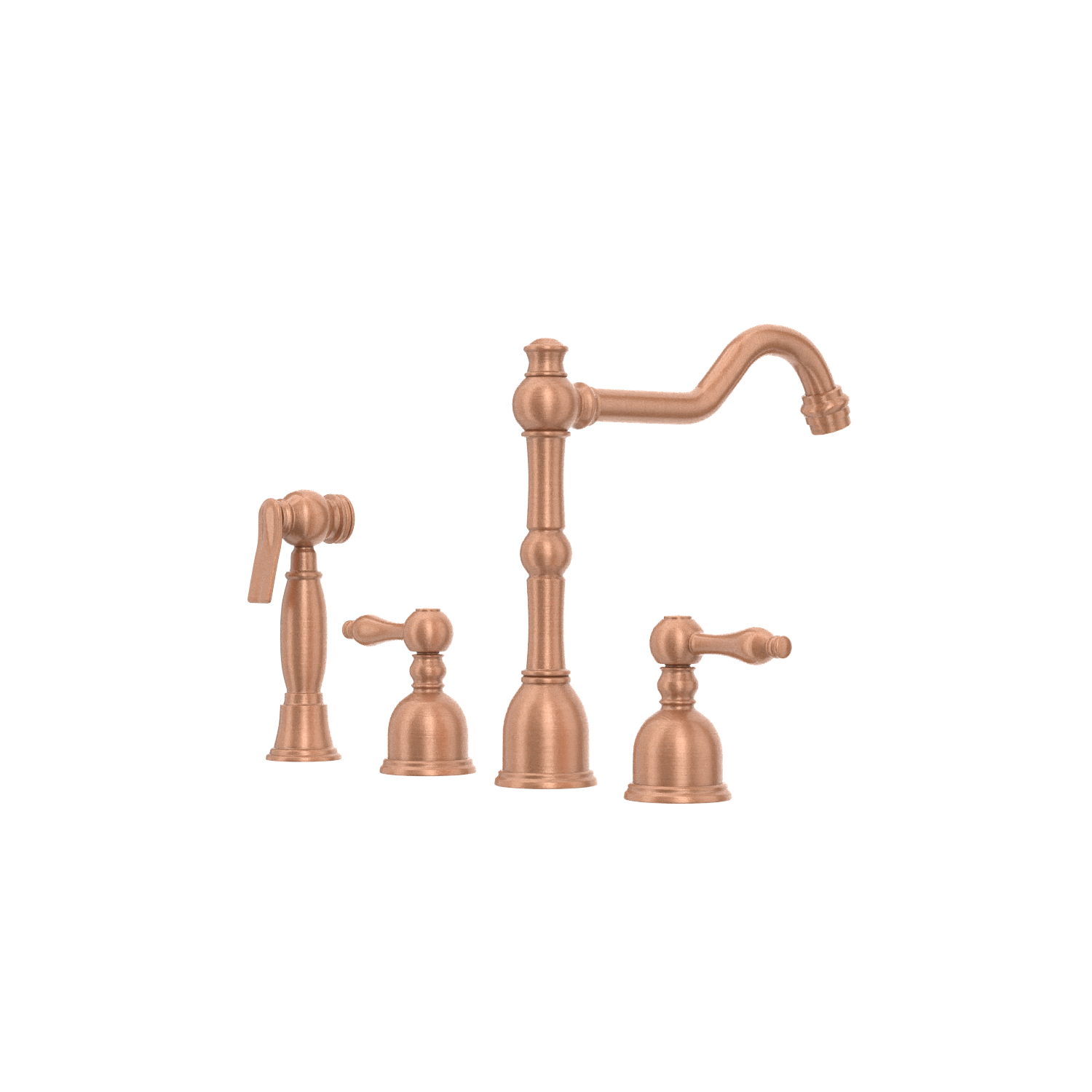 Two-Handles Copper Widespread Kitchen Faucet with Side Sprayer - AK96818C