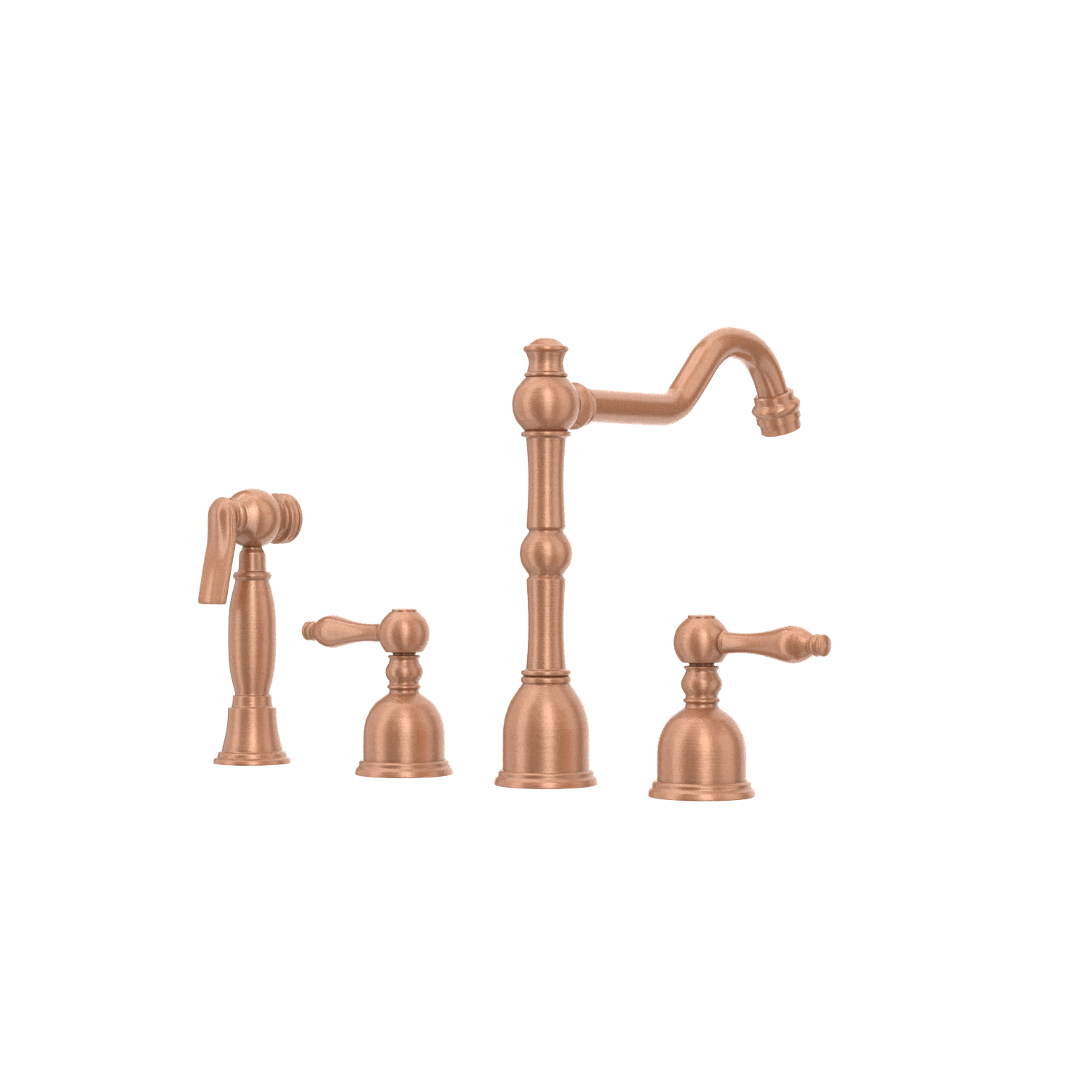 Two-Handles Copper Widespread Kitchen Faucet with Side Sprayer - AK96818C