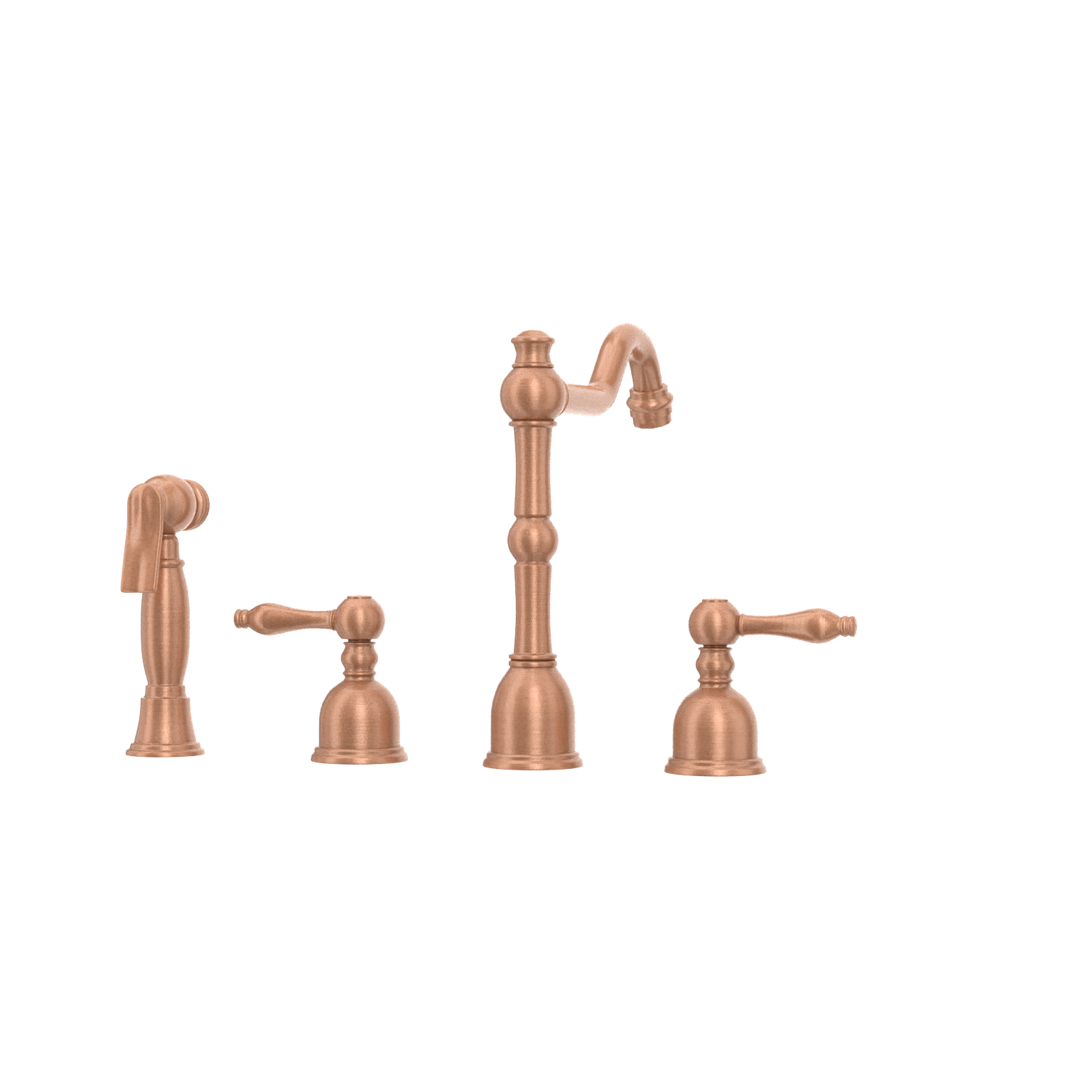 Two-Handles Copper Widespread Kitchen Faucet with Side Sprayer - AK96818C