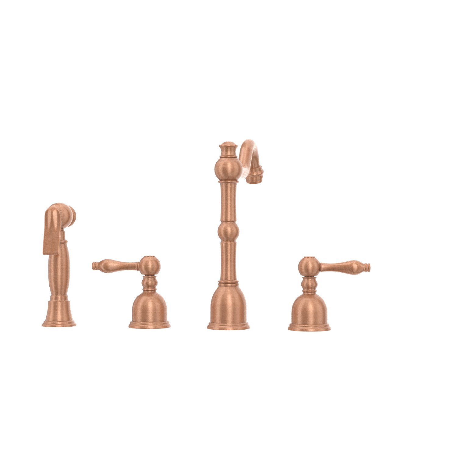Two-Handles Copper Widespread Kitchen Faucet with Side Sprayer - AK96818C