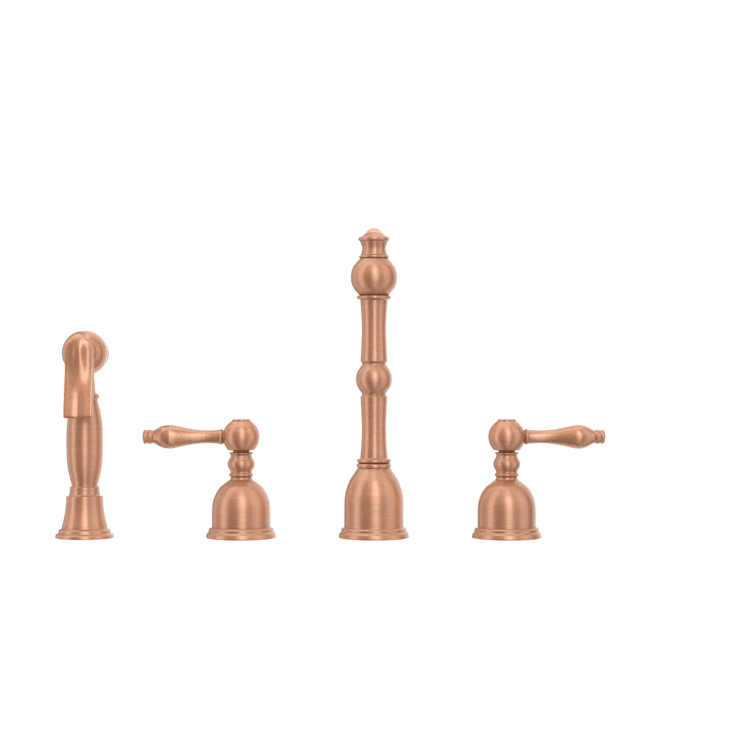 Two-Handles Copper Widespread Kitchen Faucet with Side Sprayer - AK96818C