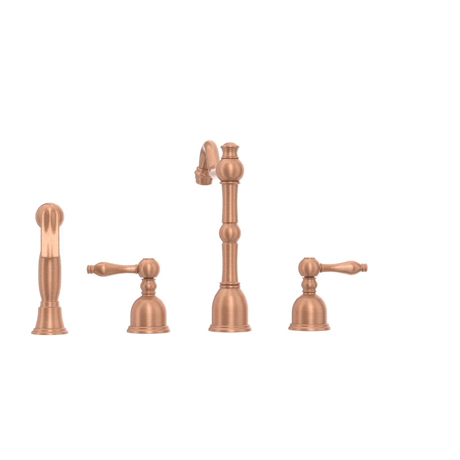 Two-Handles Copper Widespread Kitchen Faucet with Side Sprayer - AK96818C