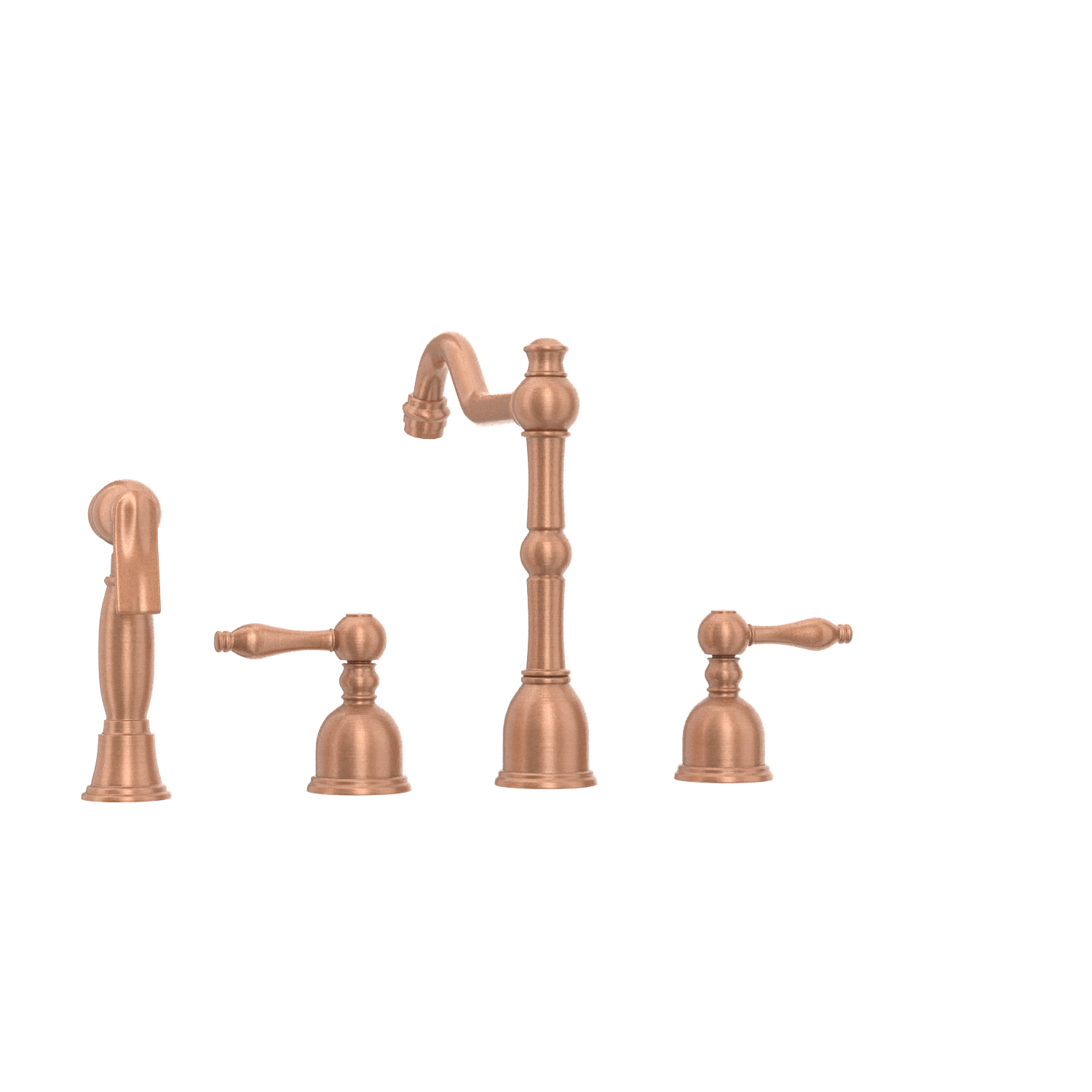 Two-Handles Copper Widespread Kitchen Faucet with Side Sprayer - AK96818C