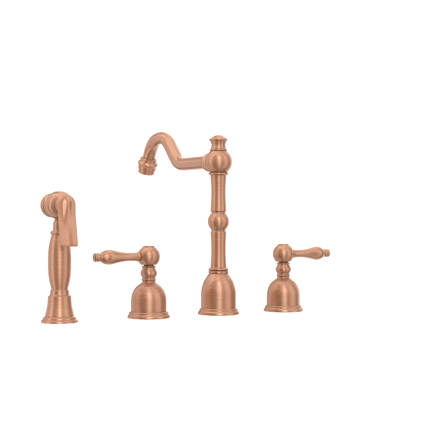 Two-Handles Copper Widespread Kitchen Faucet with Side Sprayer - AK96818C