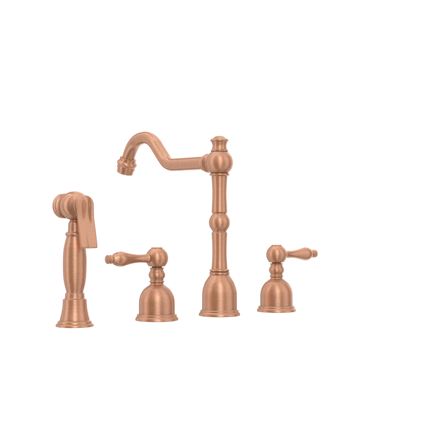 Two-Handles Copper Widespread Kitchen Faucet with Side Sprayer - AK96818C