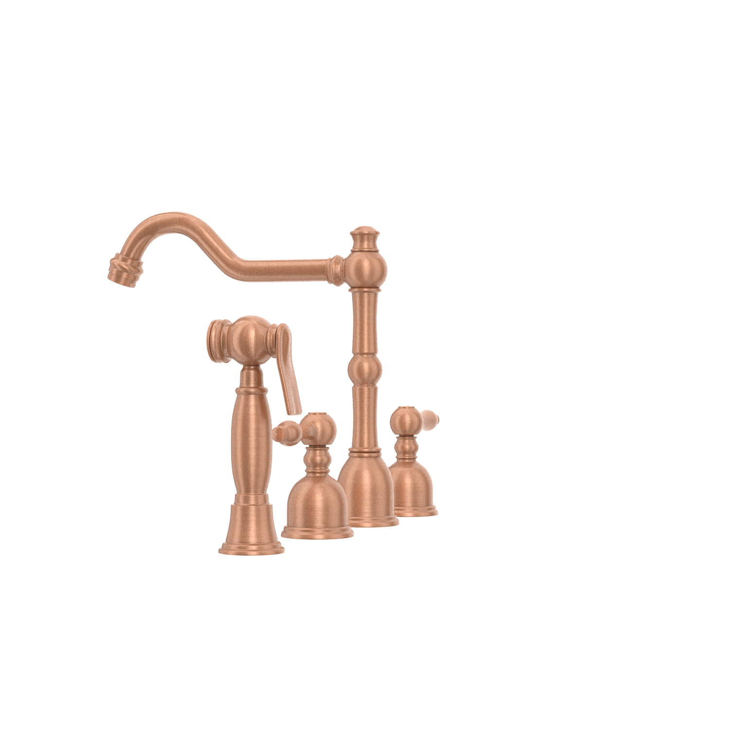 Two-Handles Copper Widespread Kitchen Faucet with Side Sprayer - AK96818C