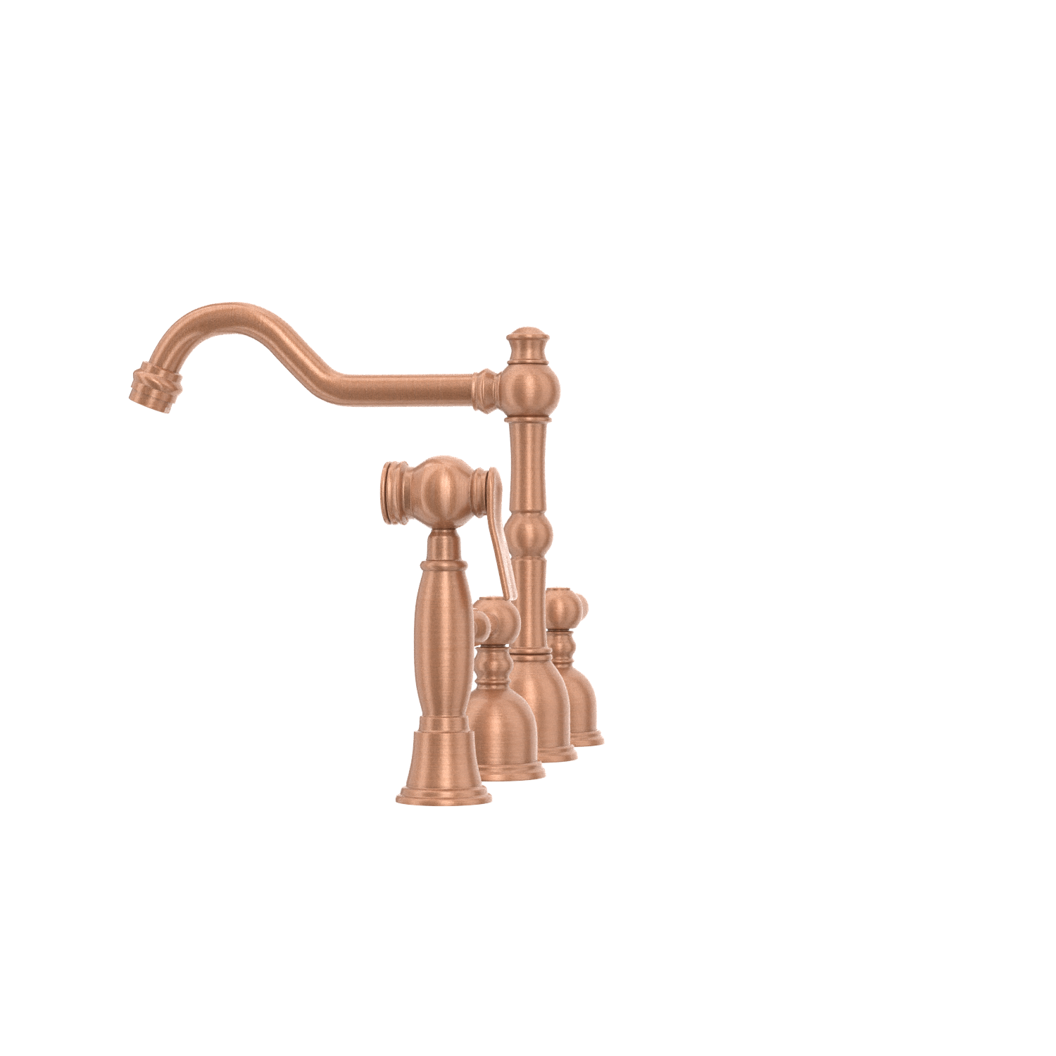 Two-Handles Copper Widespread Kitchen Faucet with Side Sprayer - AK96818C