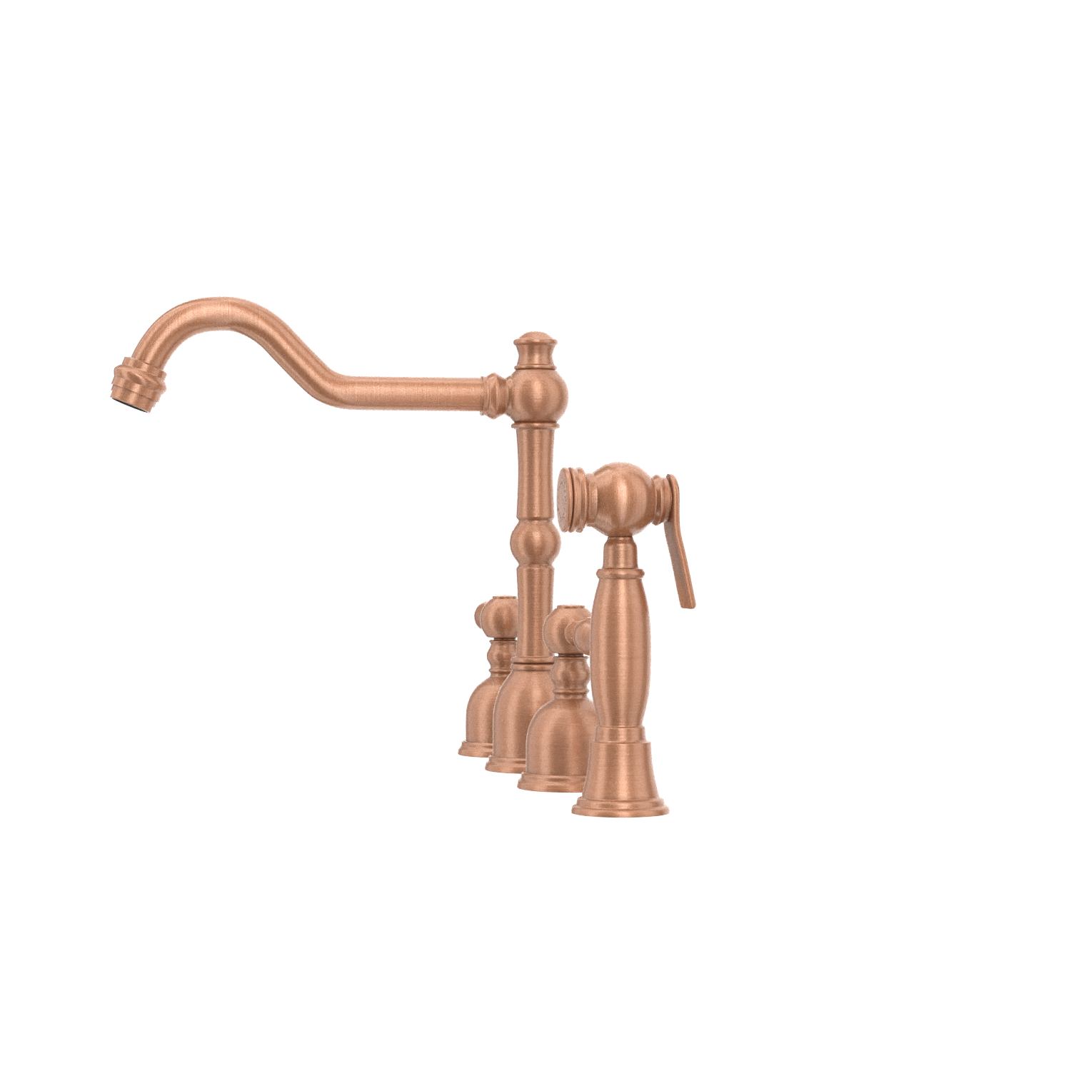 Two-Handles Copper Widespread Kitchen Faucet with Side Sprayer - AK96818C