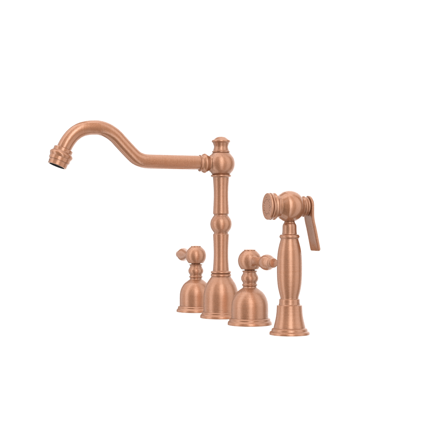 Two-Handles Copper Widespread Kitchen Faucet with Side Sprayer - AK96818C