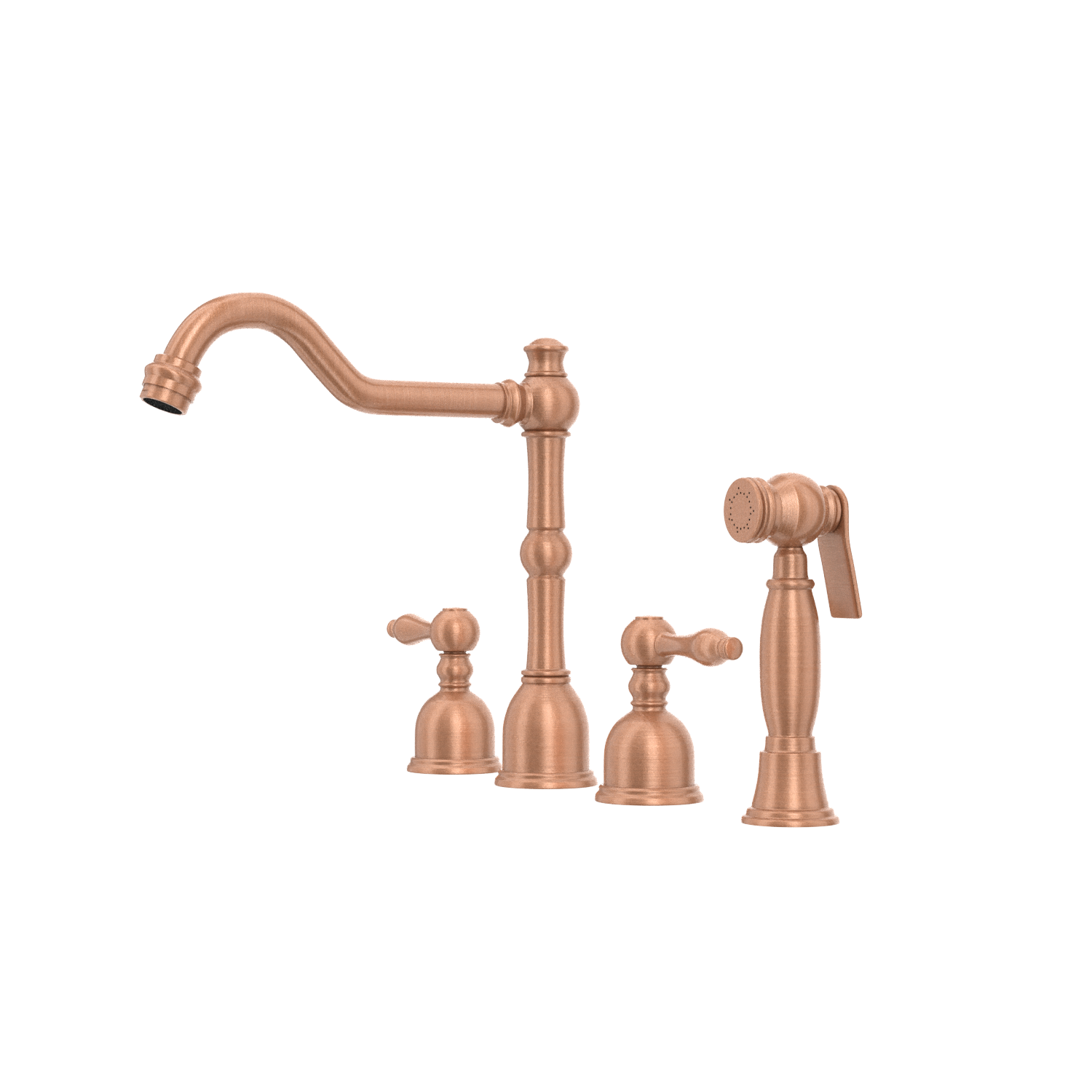 Two-Handles Copper Widespread Kitchen Faucet with Side Sprayer - AK96818C