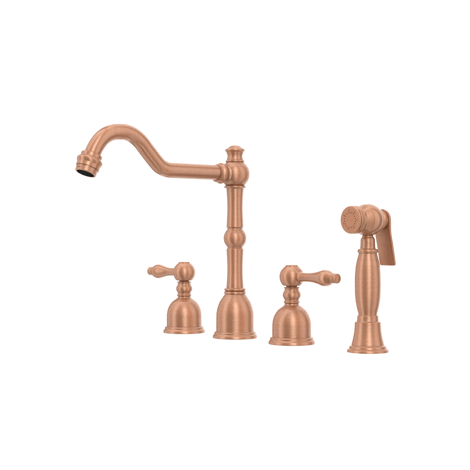Two-Handles Copper Widespread Kitchen Faucet with Side Sprayer - AK96818C