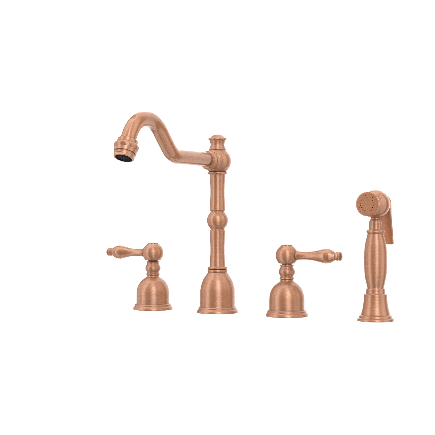 Two-Handles Copper Widespread Kitchen Faucet with Side Sprayer - AK96818C