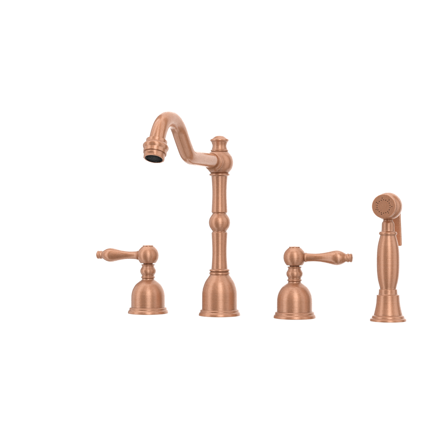 Two-Handles Copper Widespread Kitchen Faucet with Side Sprayer - AK96818C