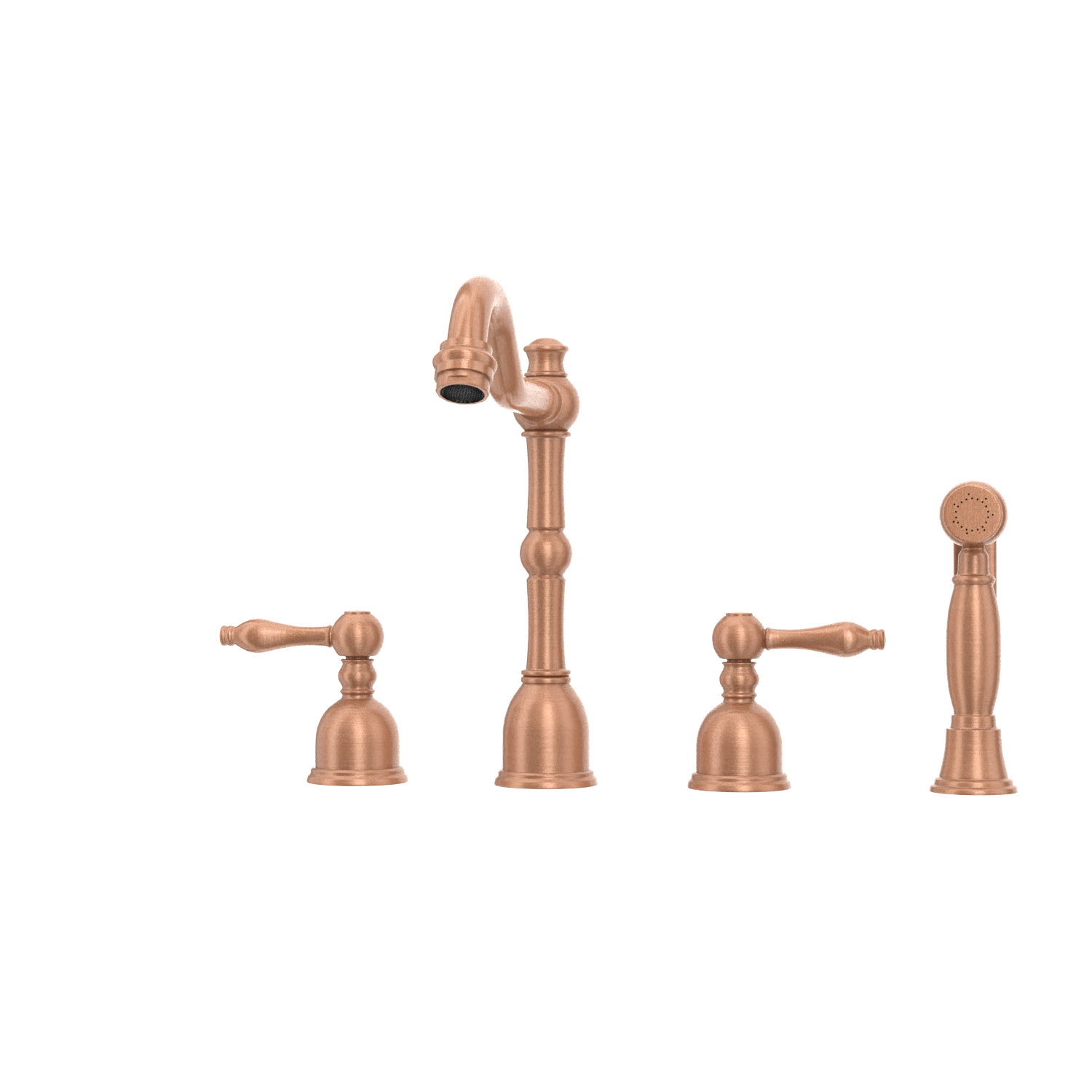 Two-Handles Copper Widespread Kitchen Faucet with Side Sprayer - AK96818C