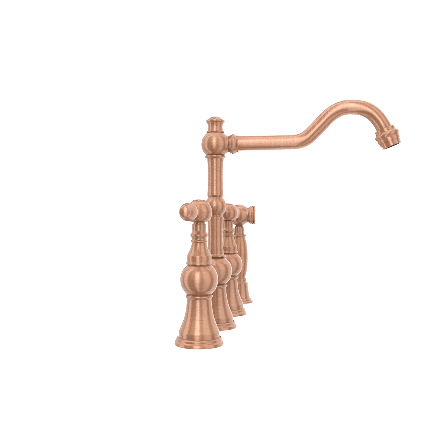 Two-Handles Copper Bridge Kitchen Faucet with Side Sprayer - AK96718C