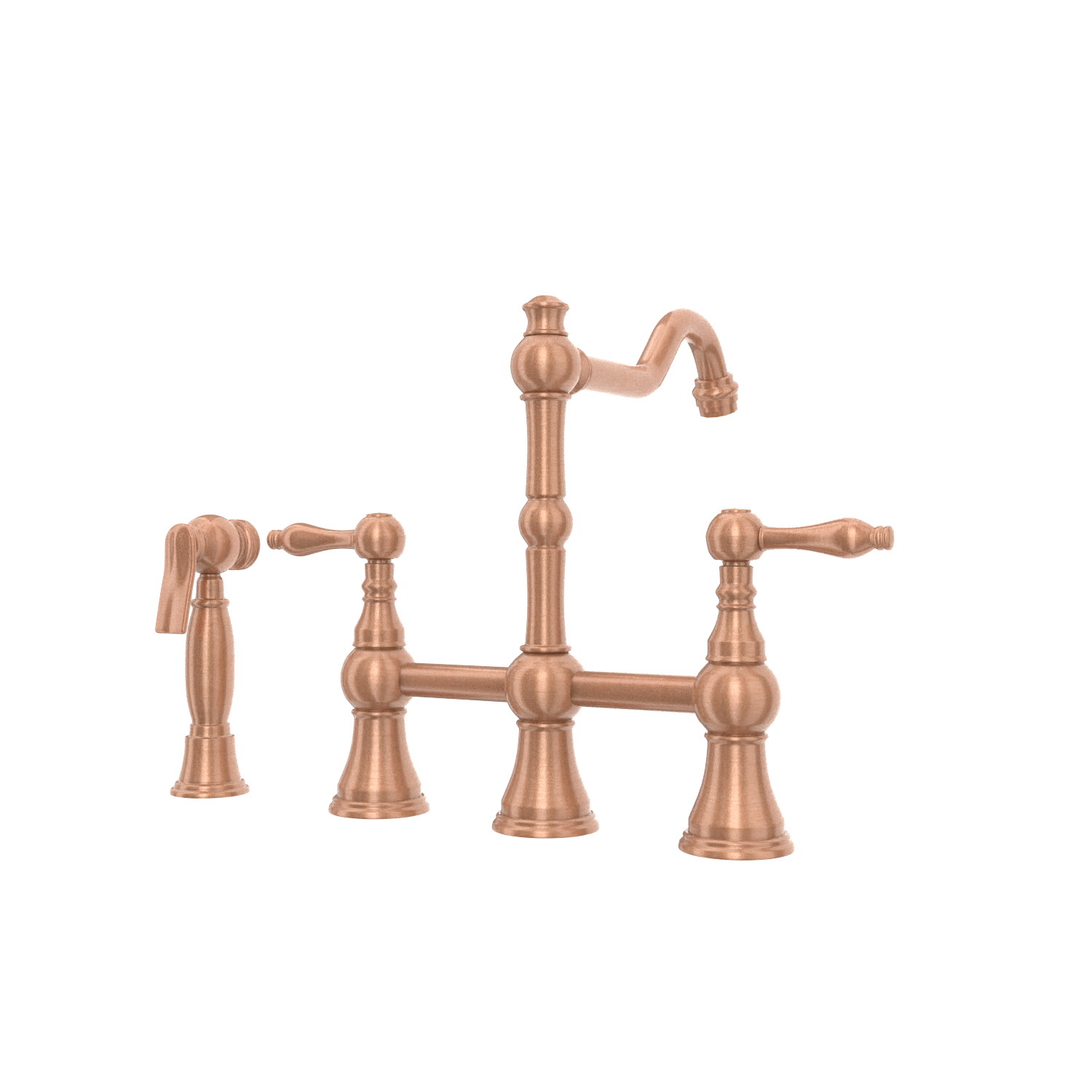Two-Handles Copper Bridge Kitchen Faucet with Side Sprayer - AK96718C