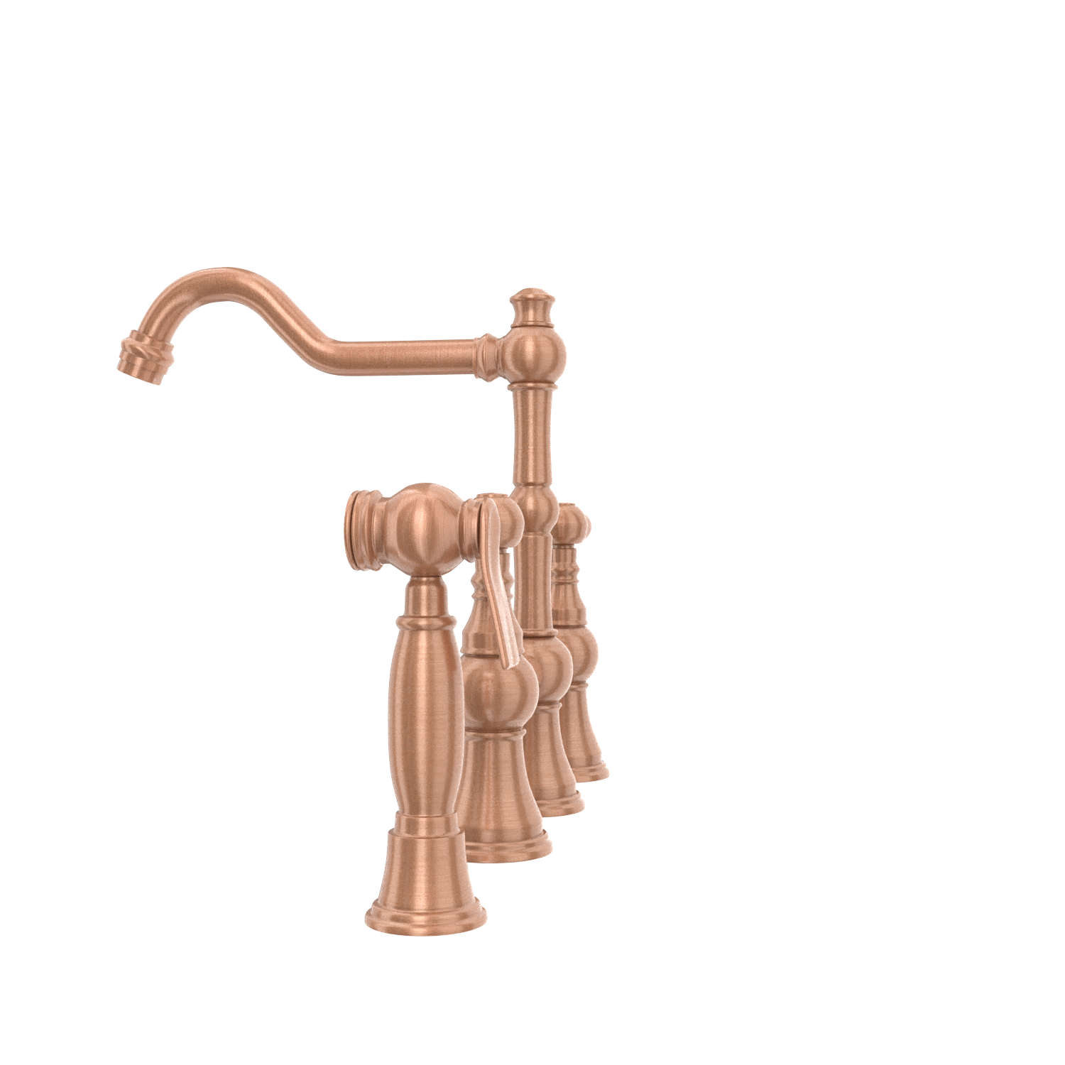 Two-Handles Copper Bridge Kitchen Faucet with Side Sprayer - AK96718C