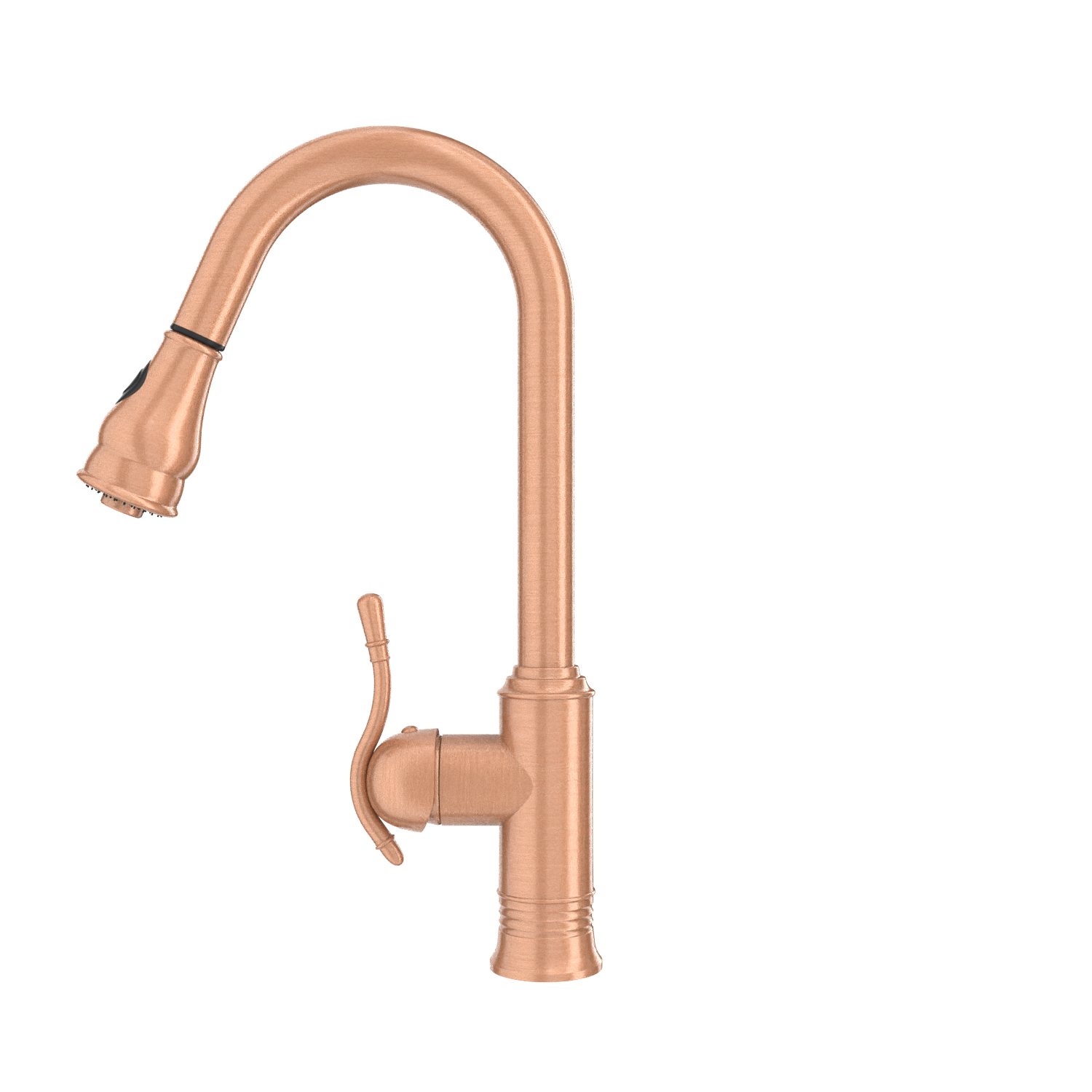 Copper Kitchen Faucet with Soap Dispenser, Single Handle Solid Brass High Arc Pull Down Sprayer Head Kitchen Sink Faucets with Deck Plate