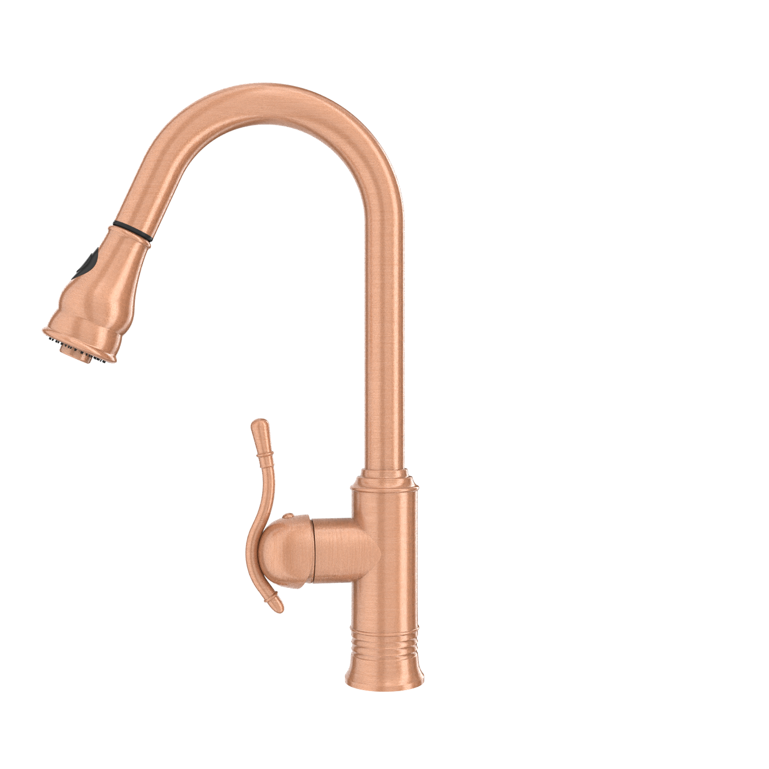 Copper Kitchen Faucet with Soap Dispenser, Single Handle Solid Brass High Arc Pull Down Sprayer Head Kitchen Sink Faucets with Deck Plate