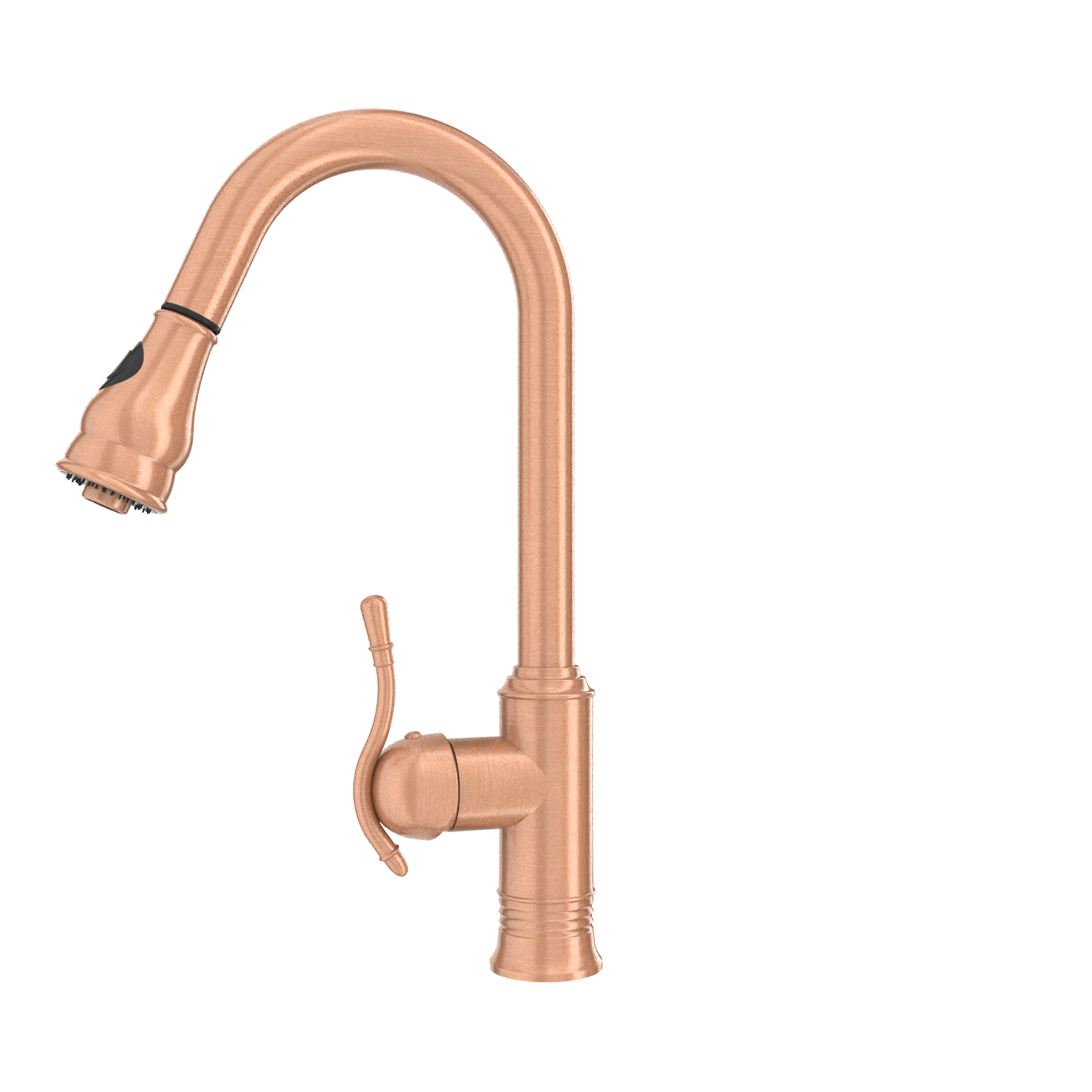Copper Kitchen Faucet with Soap Dispenser, Single Handle Solid Brass High Arc Pull Down Sprayer Head Kitchen Sink Faucets with Deck Plate