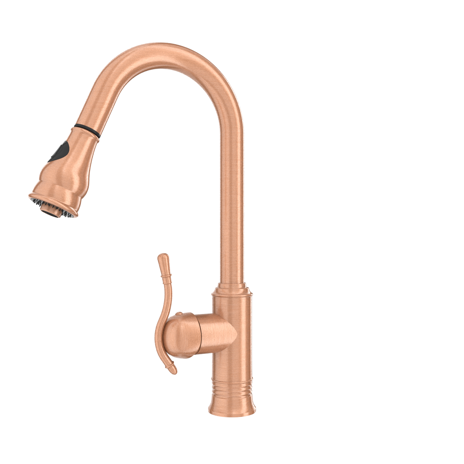 Copper Kitchen Faucet with Soap Dispenser, Single Handle Solid Brass High Arc Pull Down Sprayer Head Kitchen Sink Faucets with Deck Plate