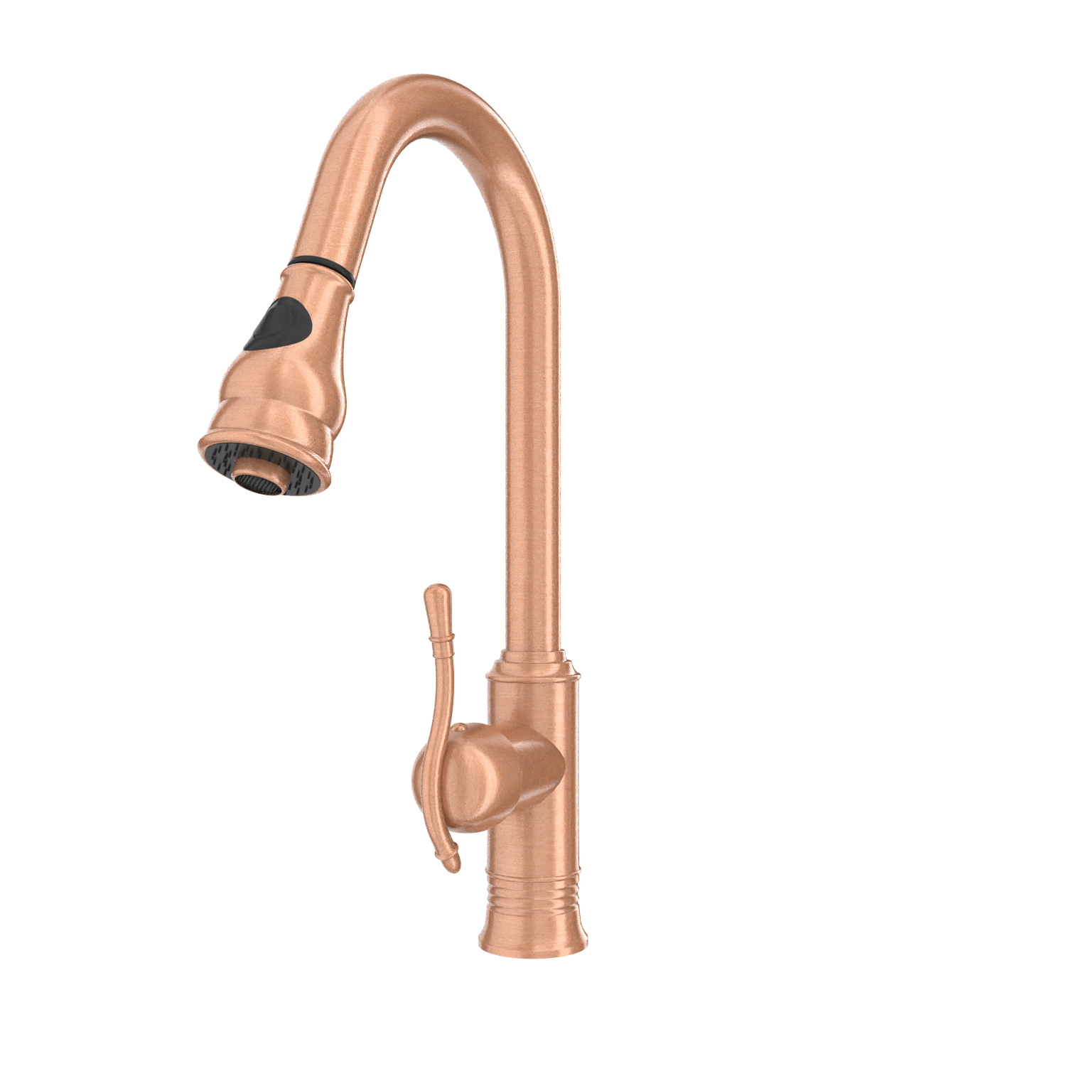 Copper Kitchen Faucet with Soap Dispenser, Single Handle Solid Brass High Arc Pull Down Sprayer Head Kitchen Sink Faucets with Deck Plate