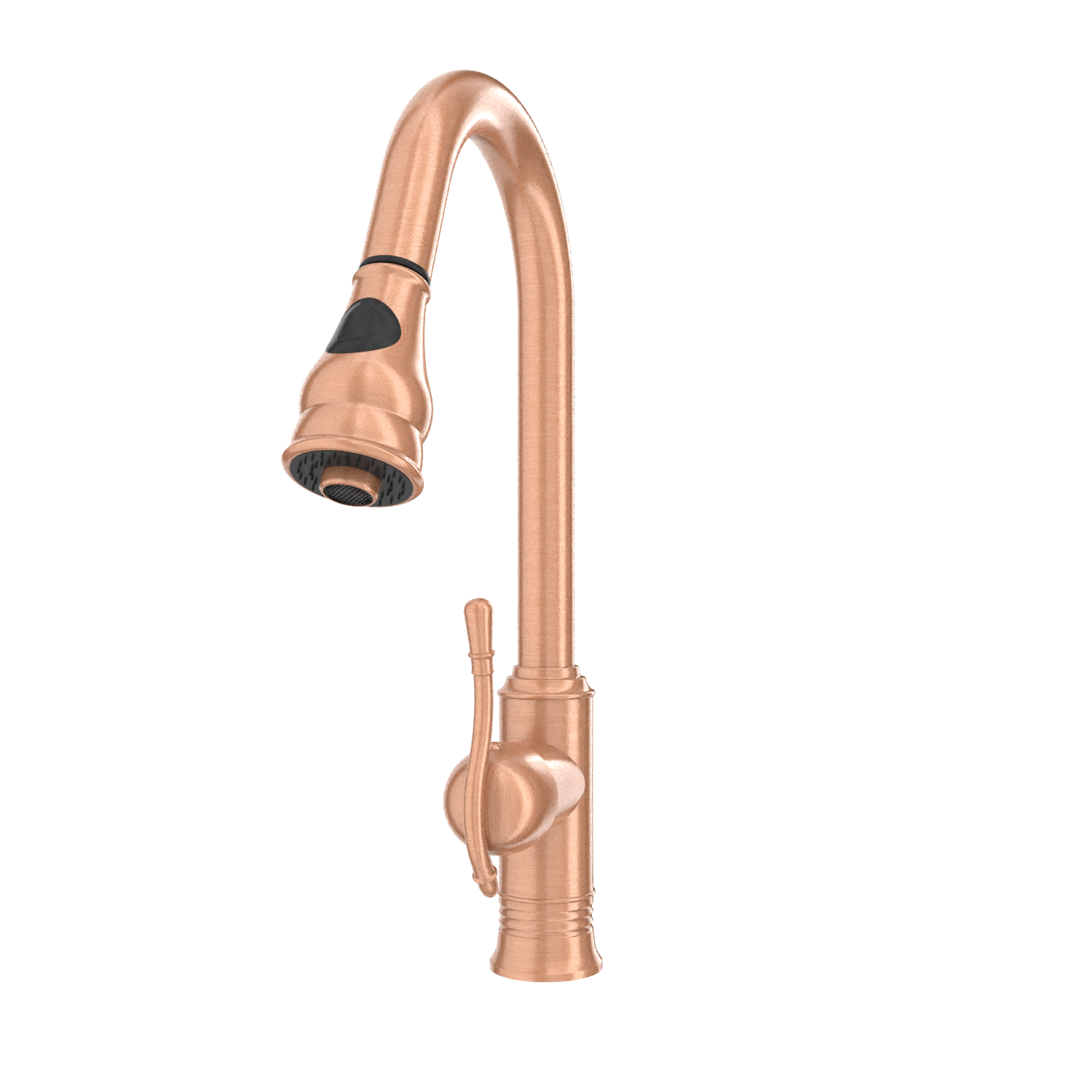 Copper Kitchen Faucet with Soap Dispenser, Single Handle Solid Brass High Arc Pull Down Sprayer Head Kitchen Sink Faucets with Deck Plate
