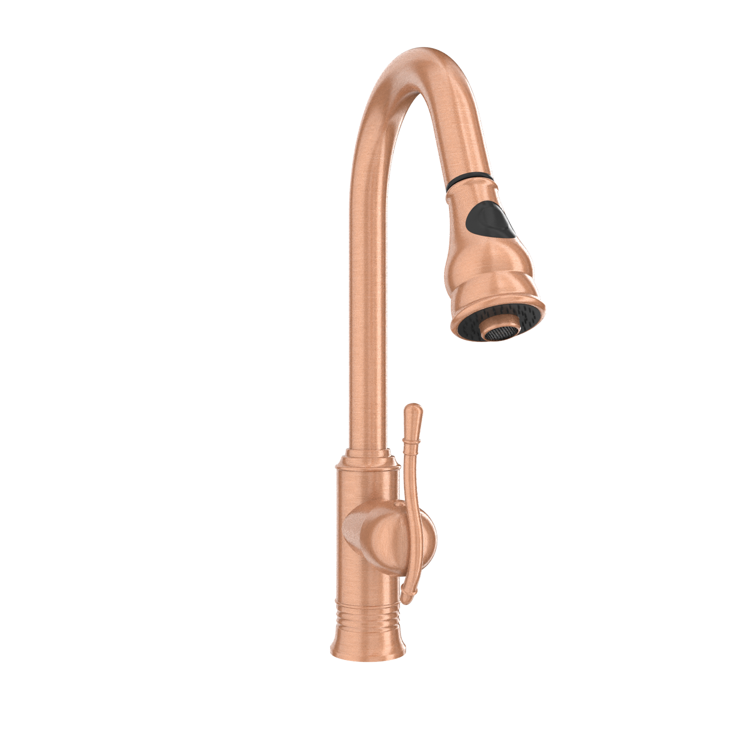 Copper Kitchen Faucet with Soap Dispenser, Single Handle Solid Brass High Arc Pull Down Sprayer Head Kitchen Sink Faucets with Deck Plate