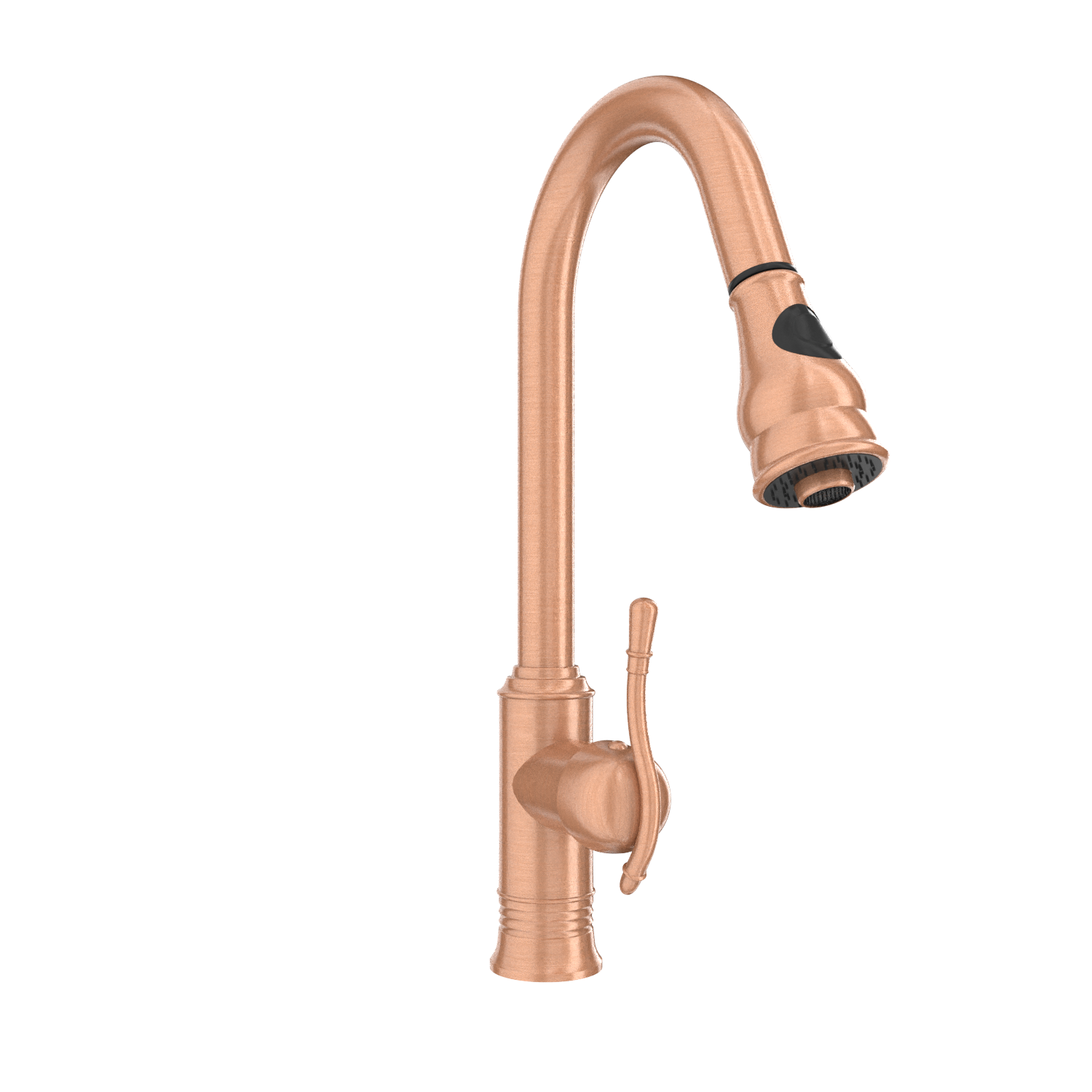 Copper Kitchen Faucet with Soap Dispenser, Single Handle Solid Brass High Arc Pull Down Sprayer Head Kitchen Sink Faucets with Deck Plate