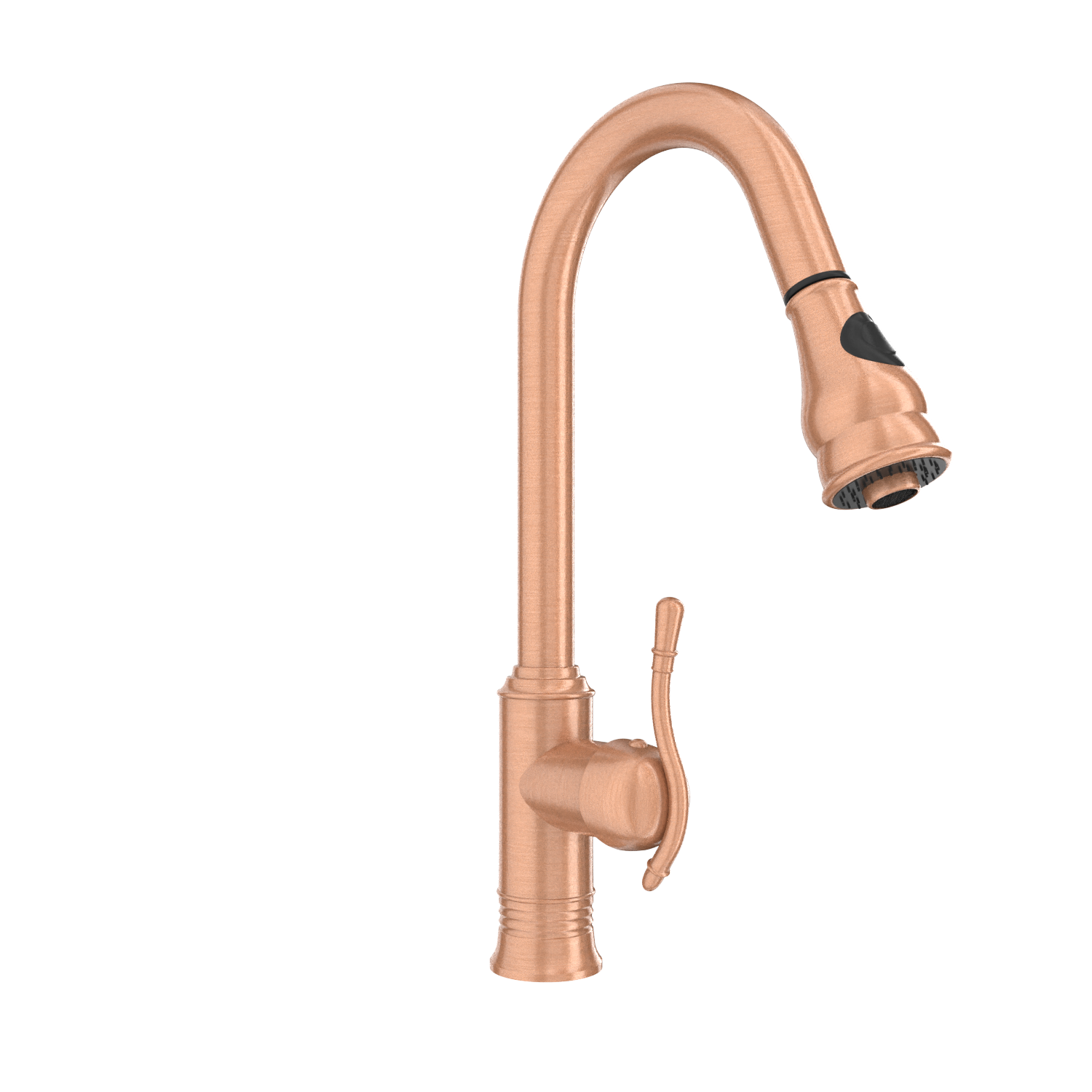 Copper Kitchen Faucet with Soap Dispenser, Single Handle Solid Brass High Arc Pull Down Sprayer Head Kitchen Sink Faucets with Deck Plate