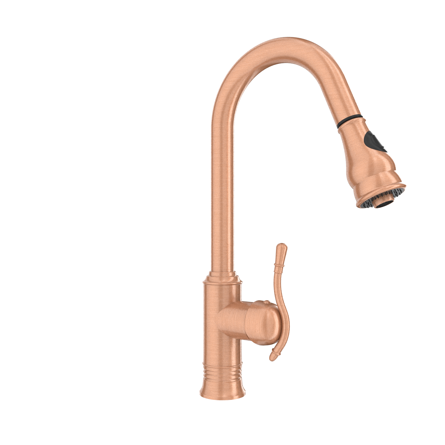 Copper Kitchen Faucet with Soap Dispenser, Single Handle Solid Brass High Arc Pull Down Sprayer Head Kitchen Sink Faucets with Deck Plate