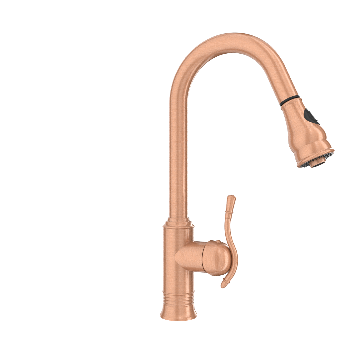 Copper Kitchen Faucet with Soap Dispenser, Single Handle Solid Brass High Arc Pull Down Sprayer Head Kitchen Sink Faucets with Deck Plate