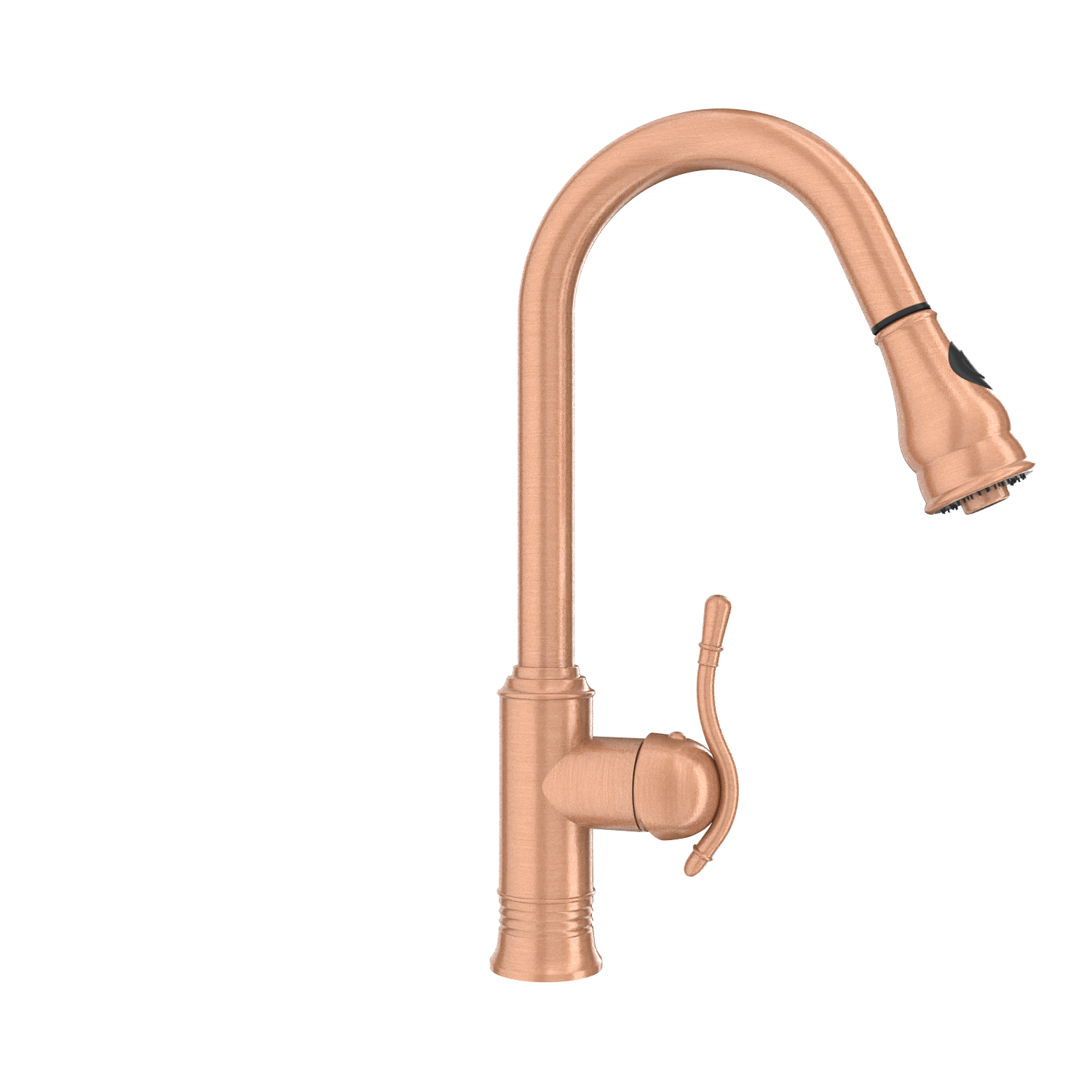Copper Kitchen Faucet with Soap Dispenser, Single Handle Solid Brass High Arc Pull Down Sprayer Head Kitchen Sink Faucets with Deck Plate