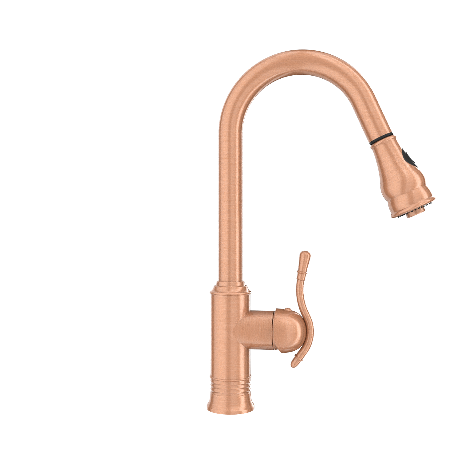 Copper Kitchen Faucet with Soap Dispenser, Single Handle Solid Brass High Arc Pull Down Sprayer Head Kitchen Sink Faucets with Deck Plate