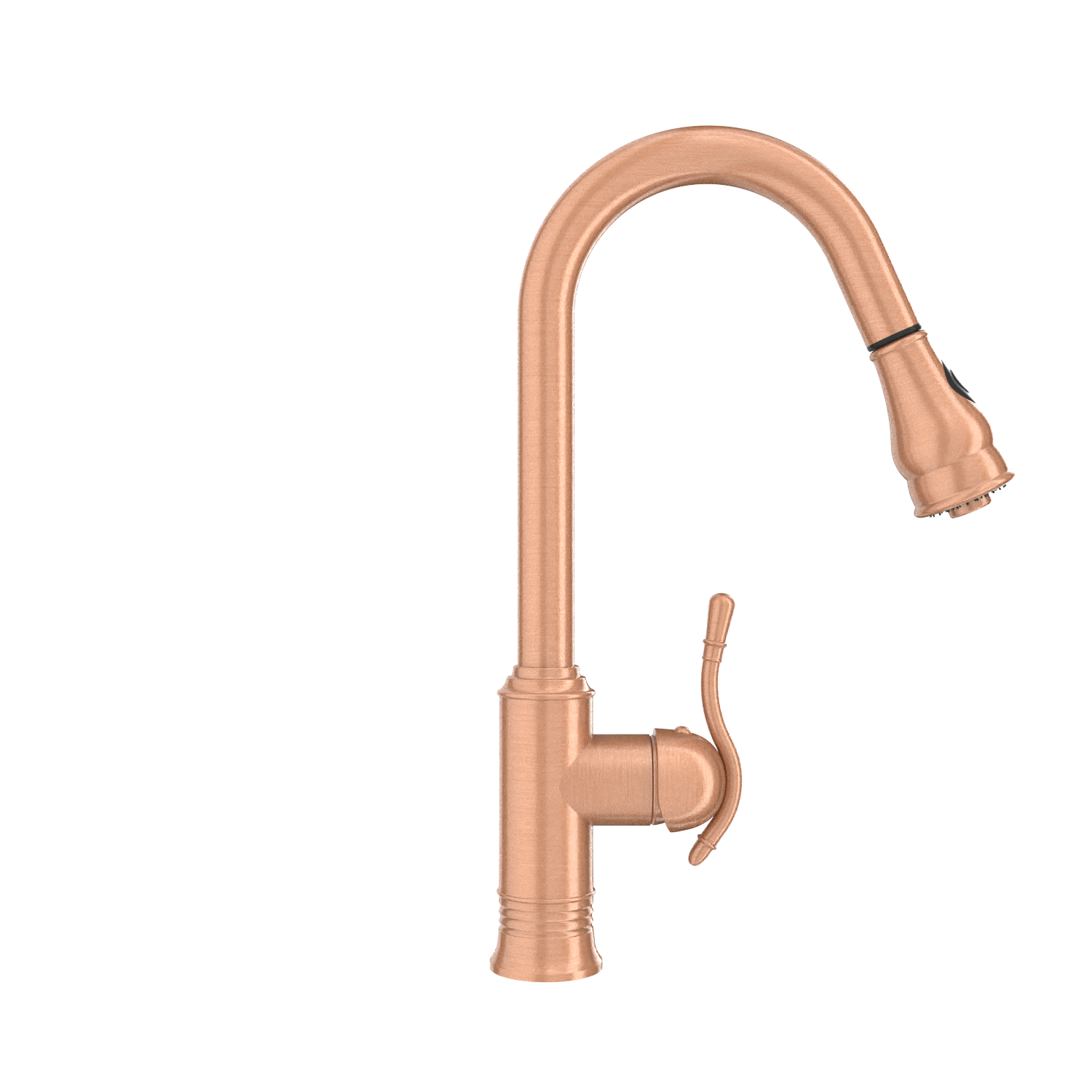 Copper Kitchen Faucet with Soap Dispenser, Single Handle Solid Brass High Arc Pull Down Sprayer Head Kitchen Sink Faucets with Deck Plate