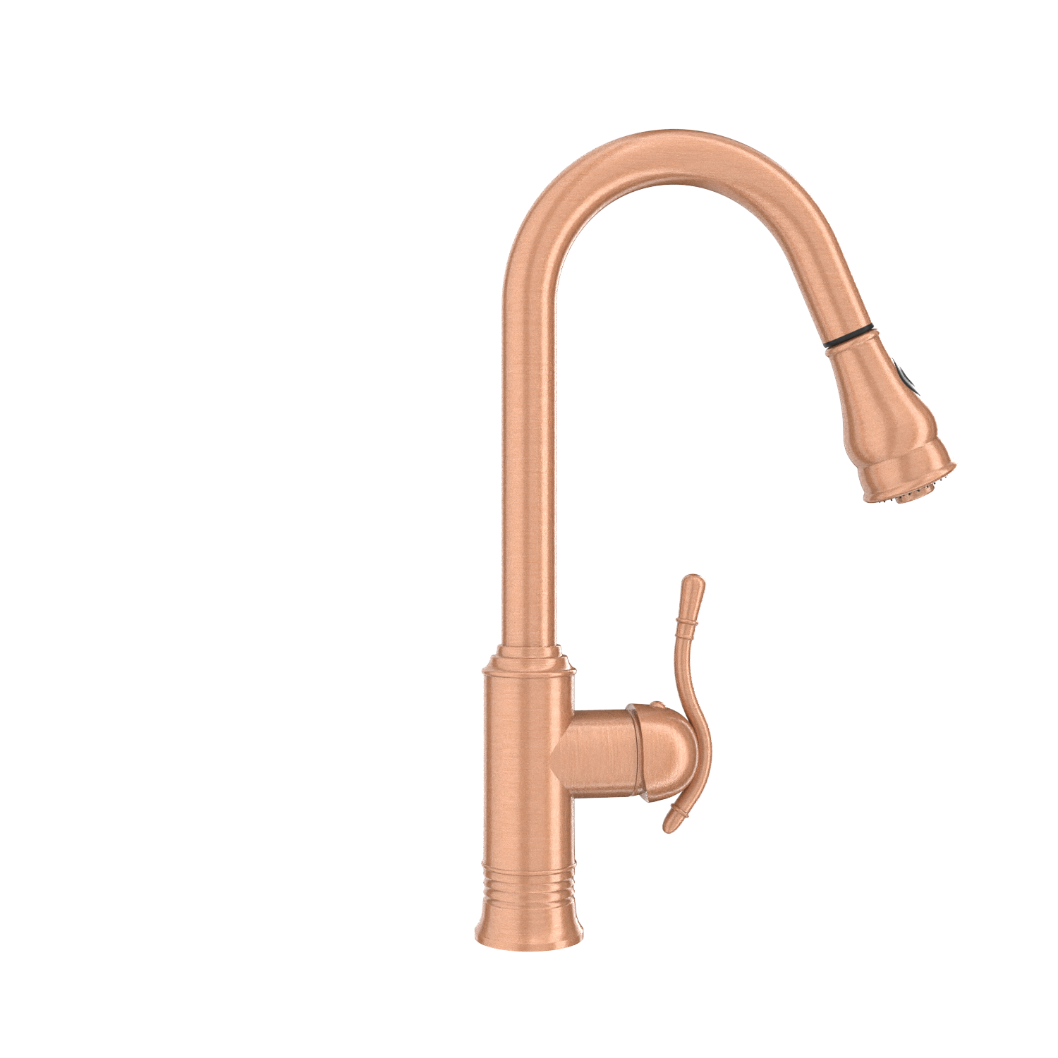 Copper Kitchen Faucet with Soap Dispenser, Single Handle Solid Brass High Arc Pull Down Sprayer Head Kitchen Sink Faucets with Deck Plate