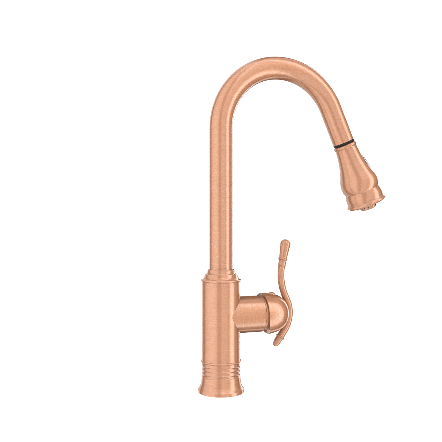 Copper Kitchen Faucet with Soap Dispenser, Single Handle Solid Brass High Arc Pull Down Sprayer Head Kitchen Sink Faucets with Deck Plate
